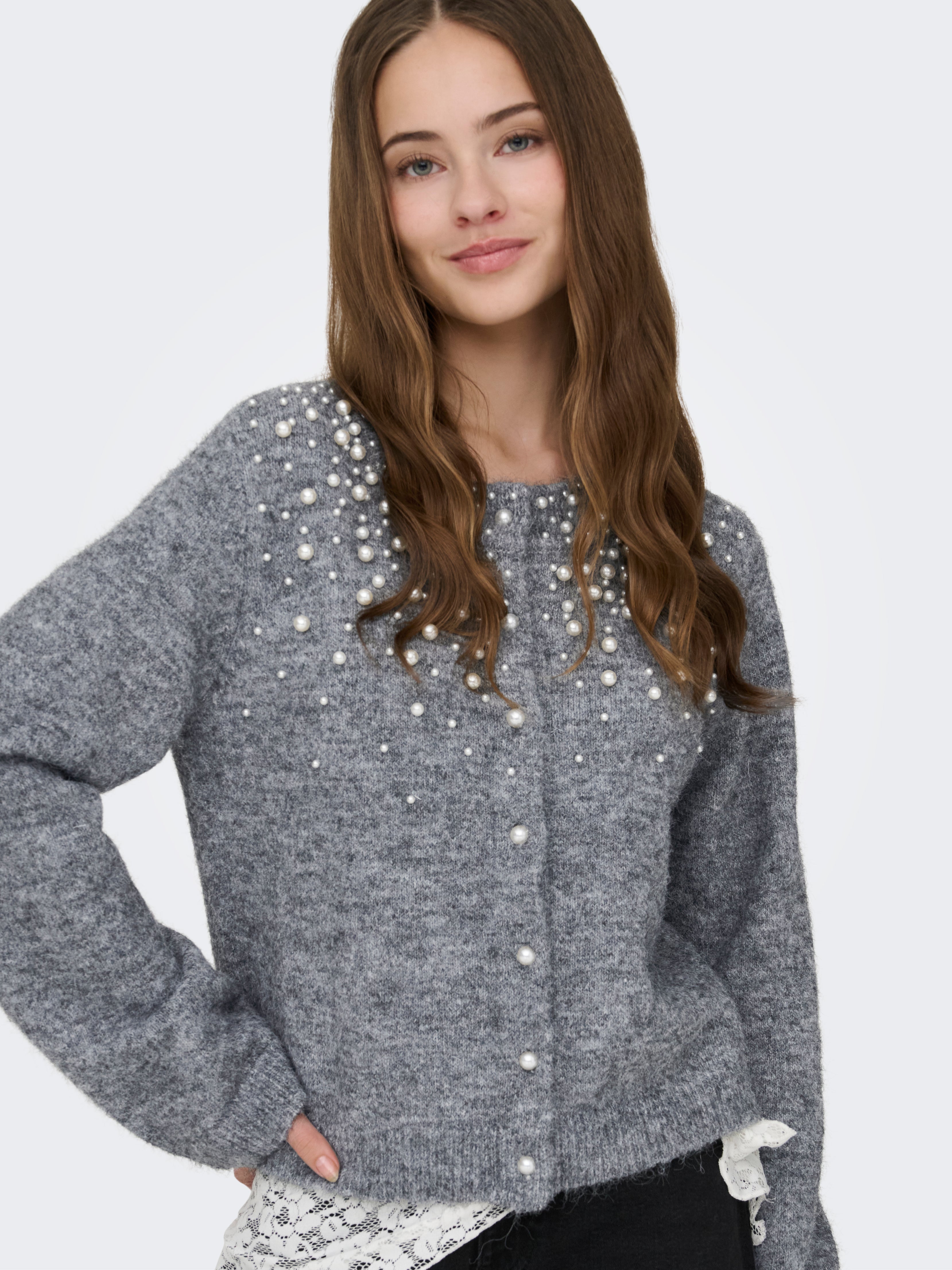 Only Damen Strickjacken Medium Grey Mel