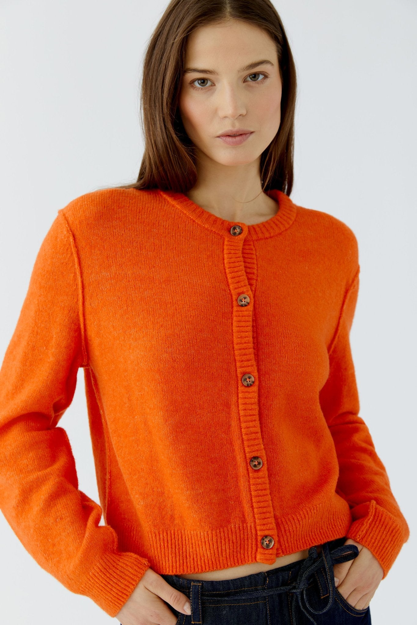 Oui Damen Strickjacken Orangeade