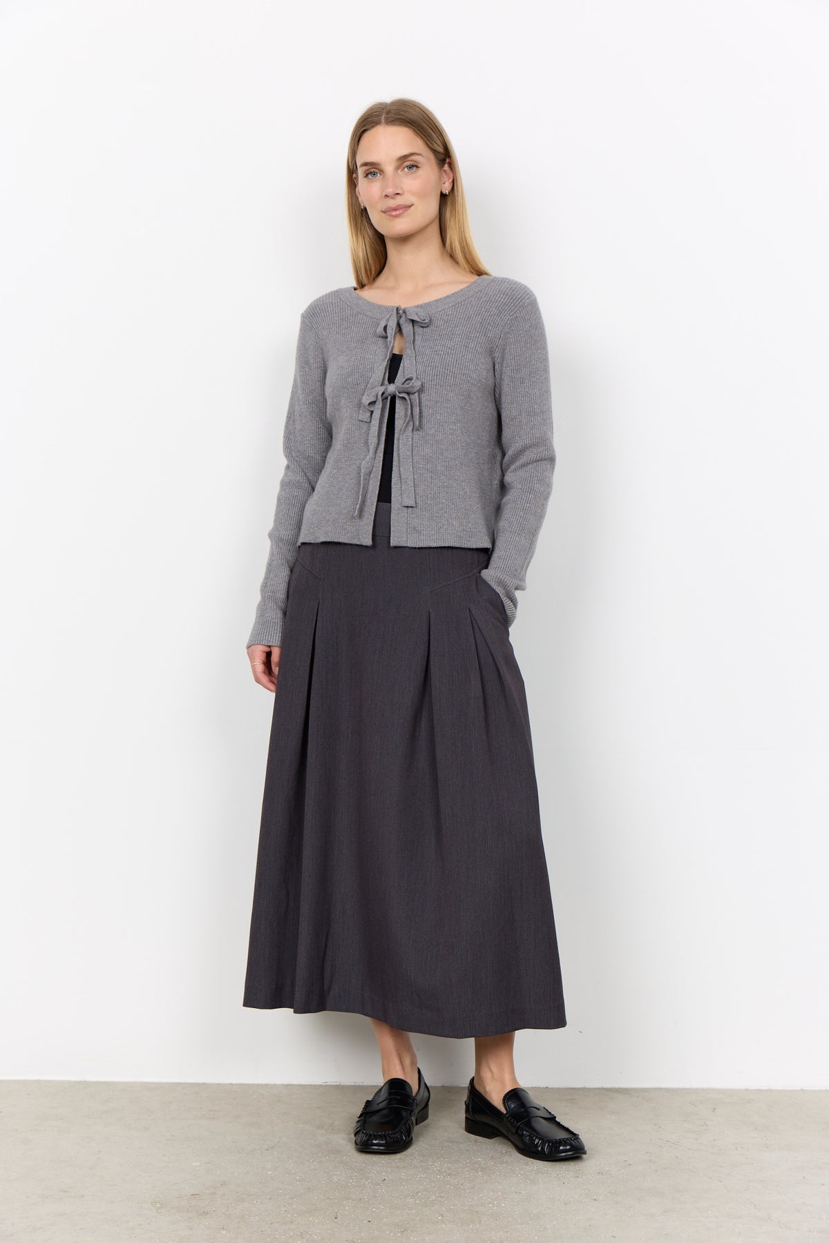 Soya Concept Damen Strickjacken Med. Grey Melan