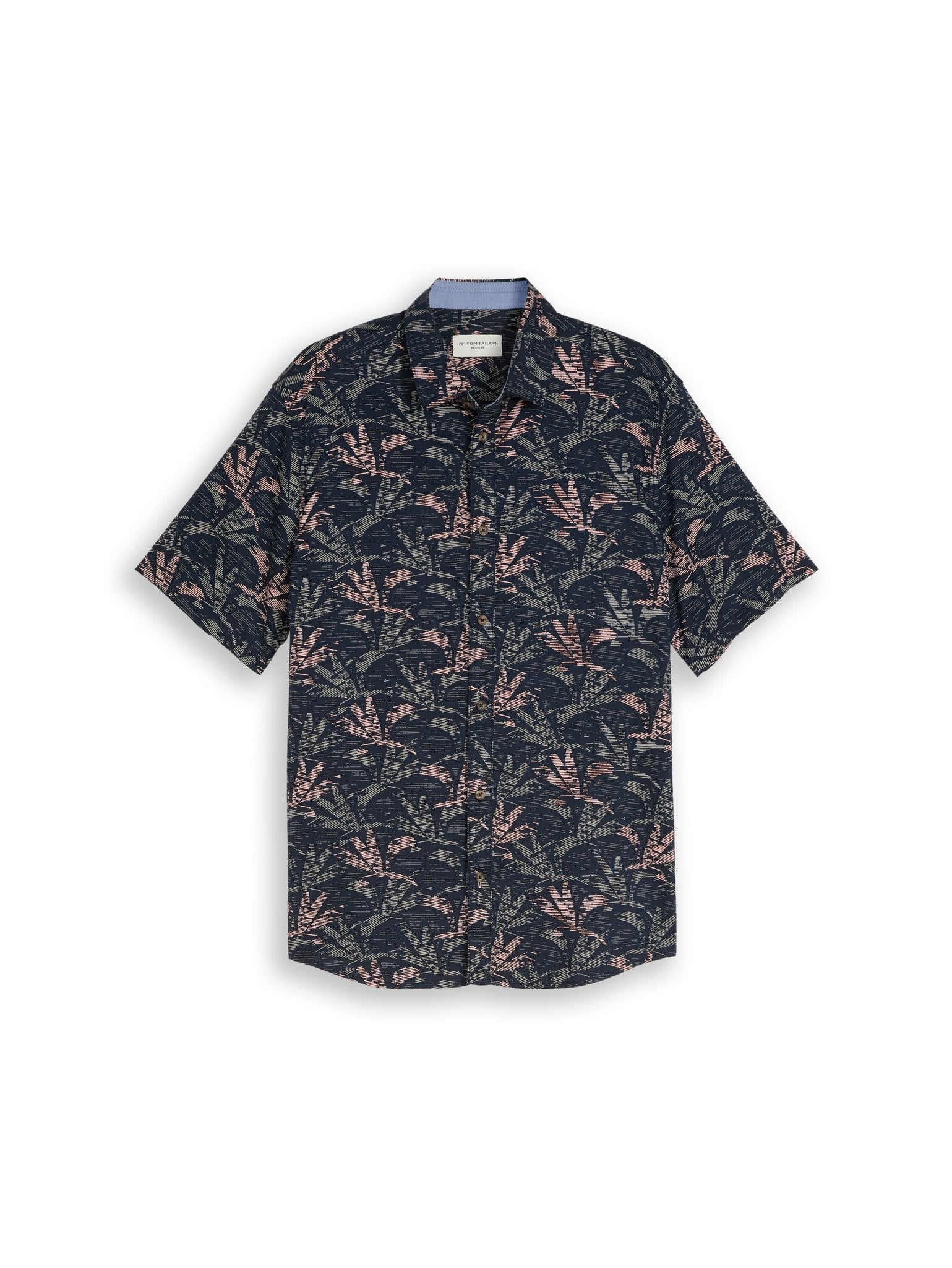 Tom Tailor Herren Hemden kurz Navy Green Palm