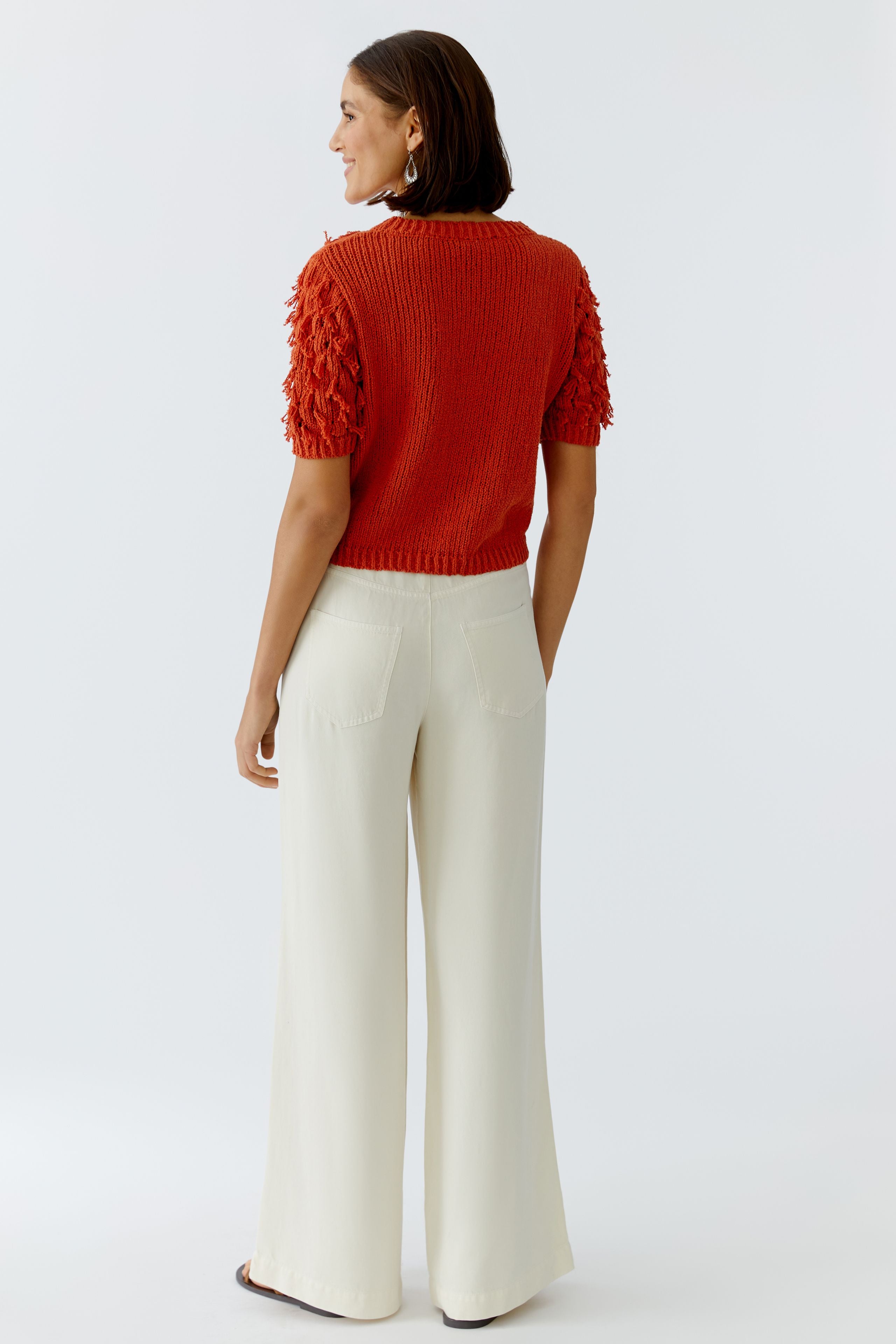 Oui Damen Pullover Burnt Tang
