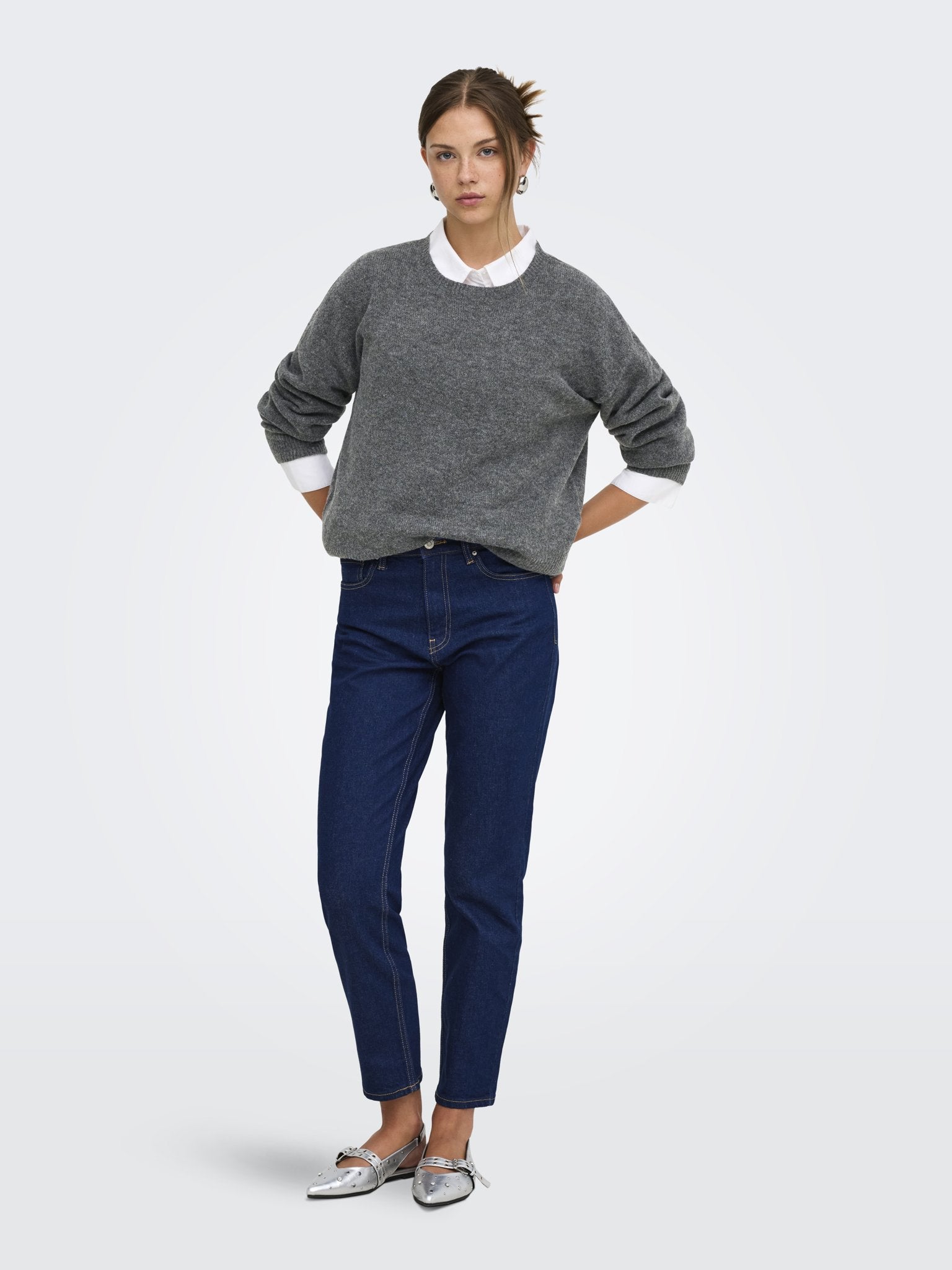 only Damen Pullover Dark Grey Melan