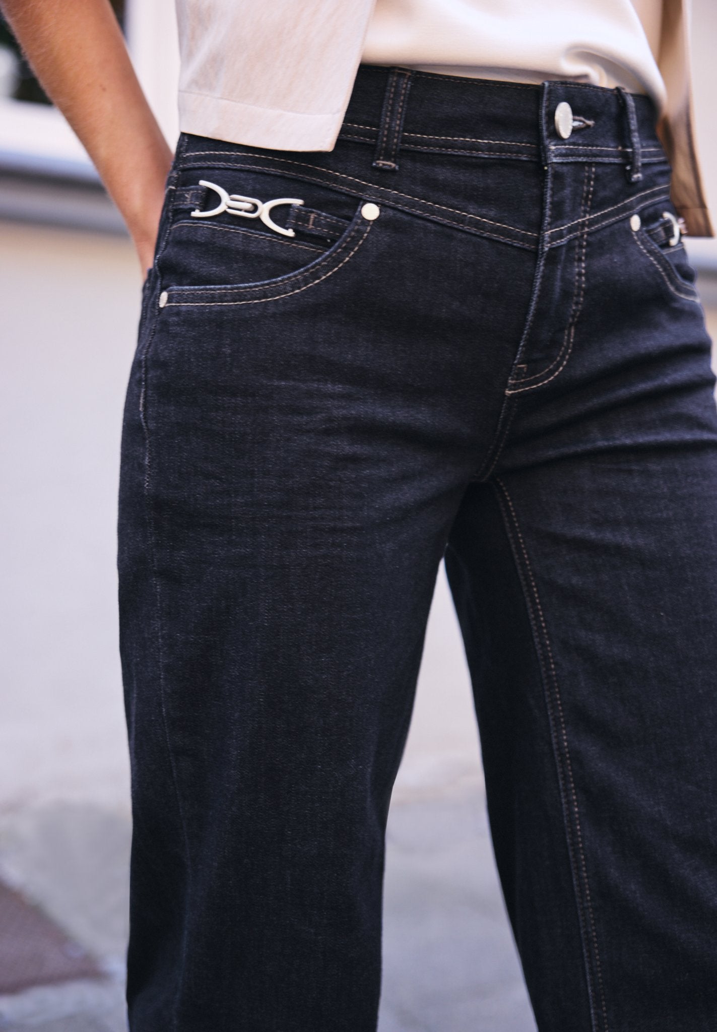Street One Studio Damen Hosen  Rinsed Wa