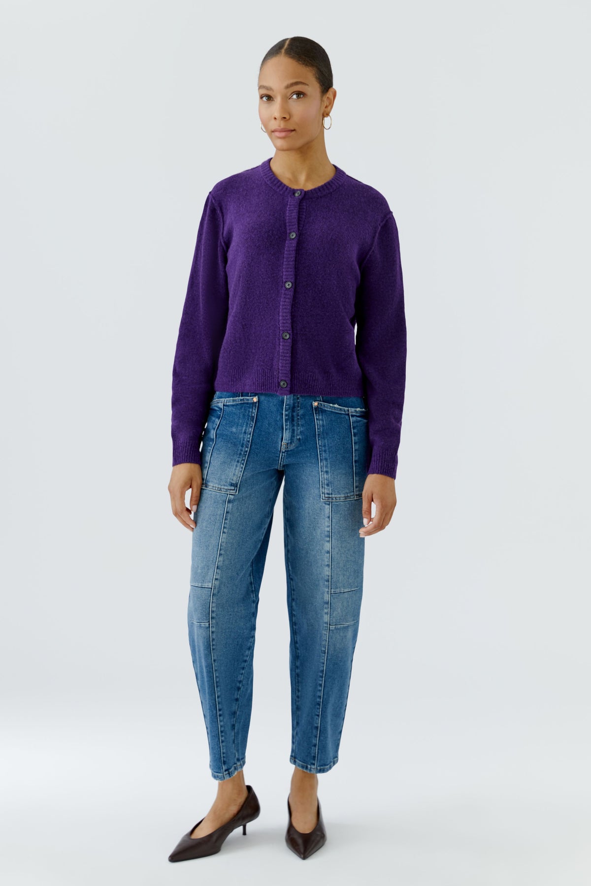 Oui Damen Strickjacken Ultra Viol