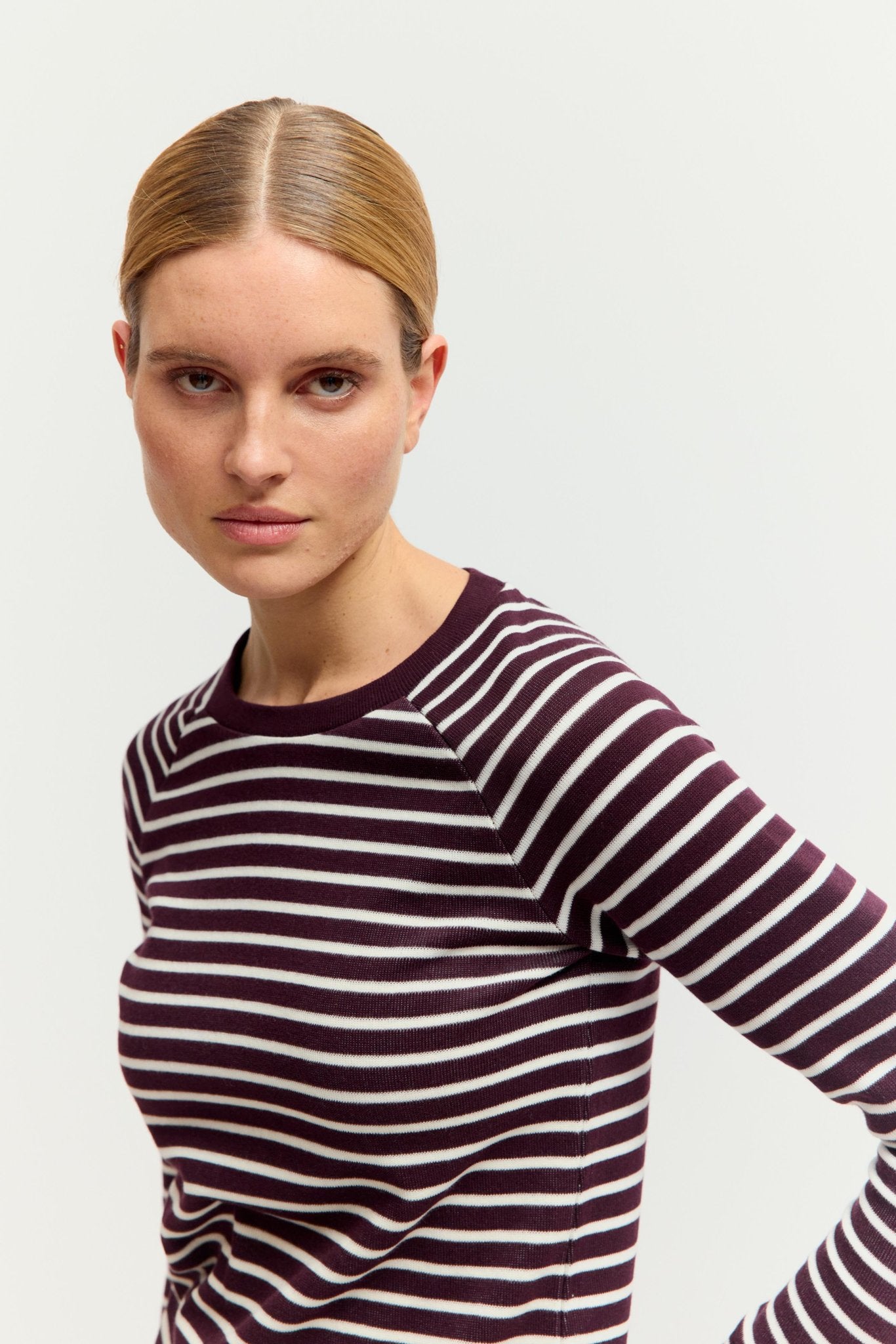 Fashion People Damen T-Shirts Burgundy Stripe