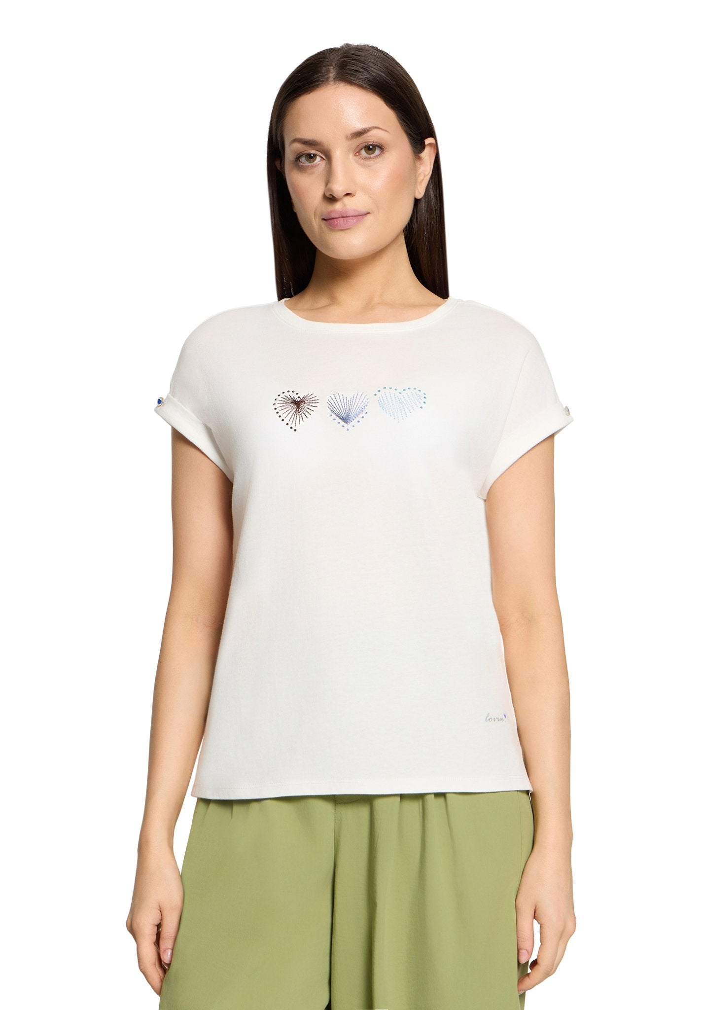 Cartoon Damen T-Shirts Patch Cream/Blu