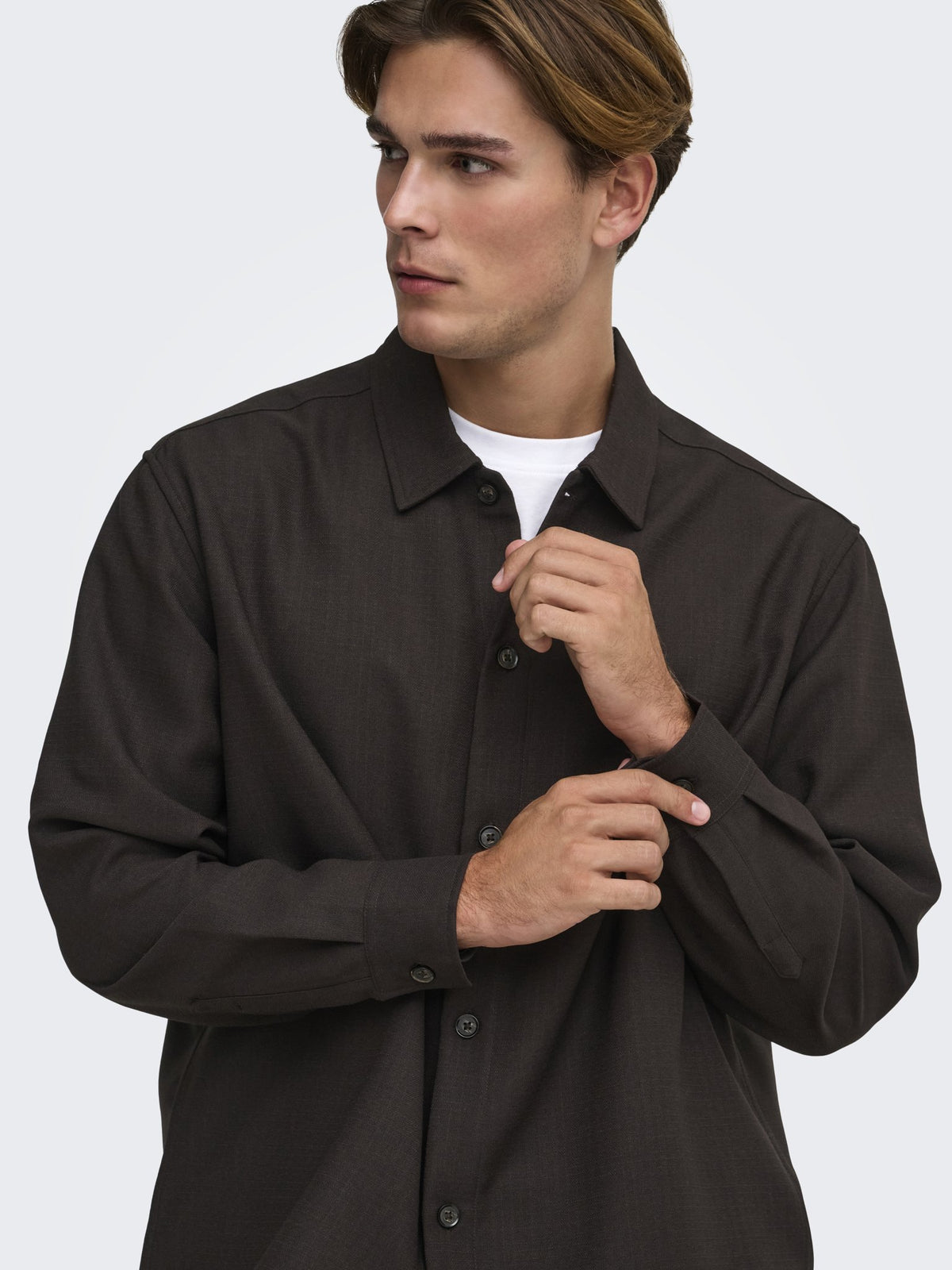 Only & Sons Herren Hemden lang Coffee Bean