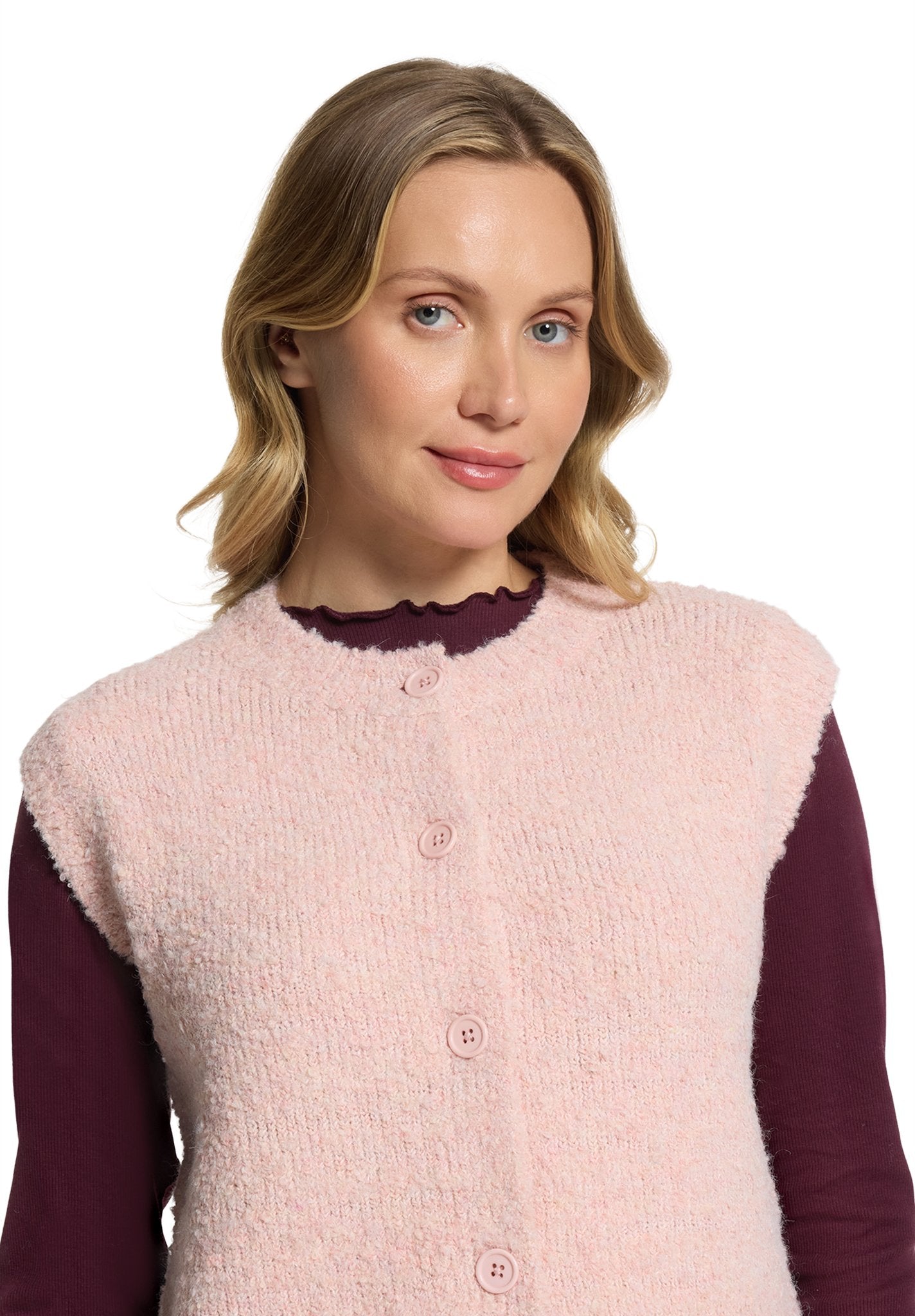 Cartoon Damen Strickjacken Rose Melange