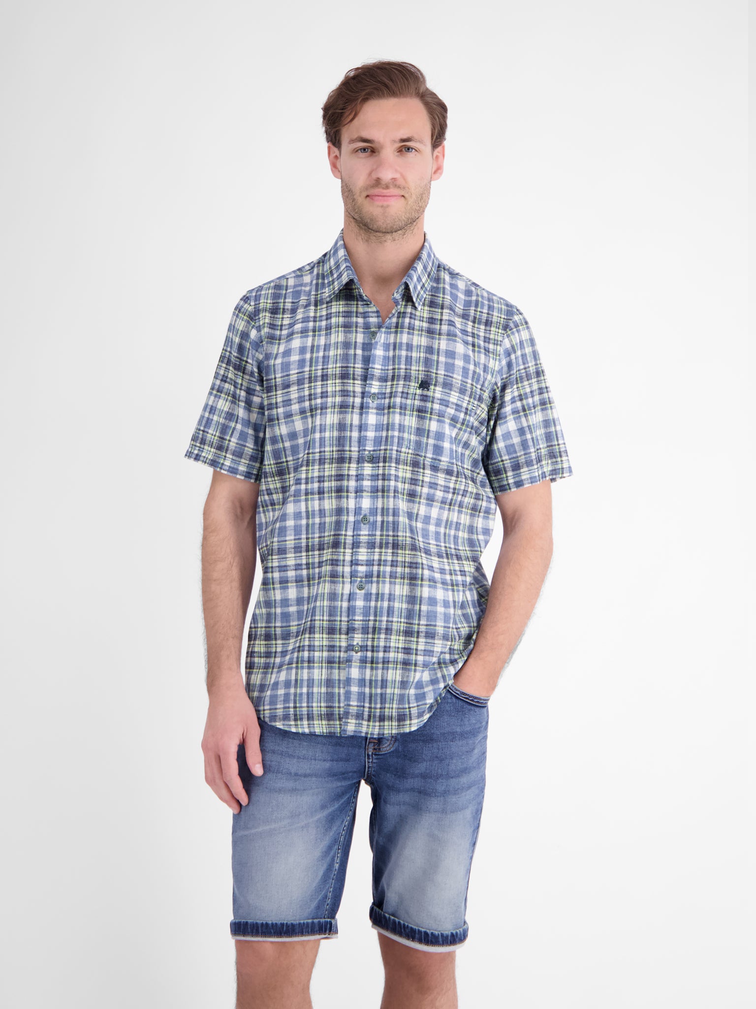 Lerros Herren Hemden kurz Classic Navy