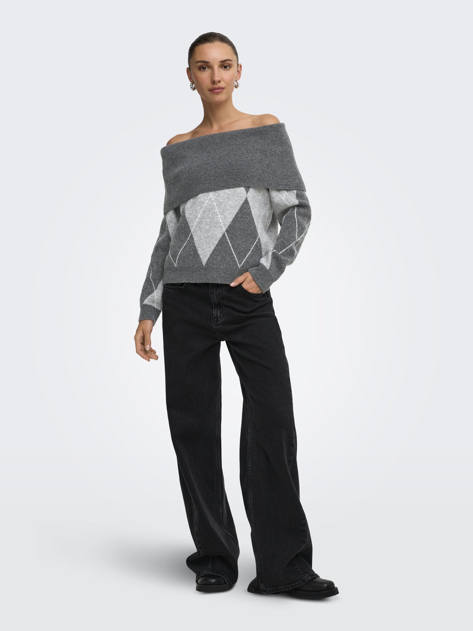 only Damen Pullover Dark Grey Melan