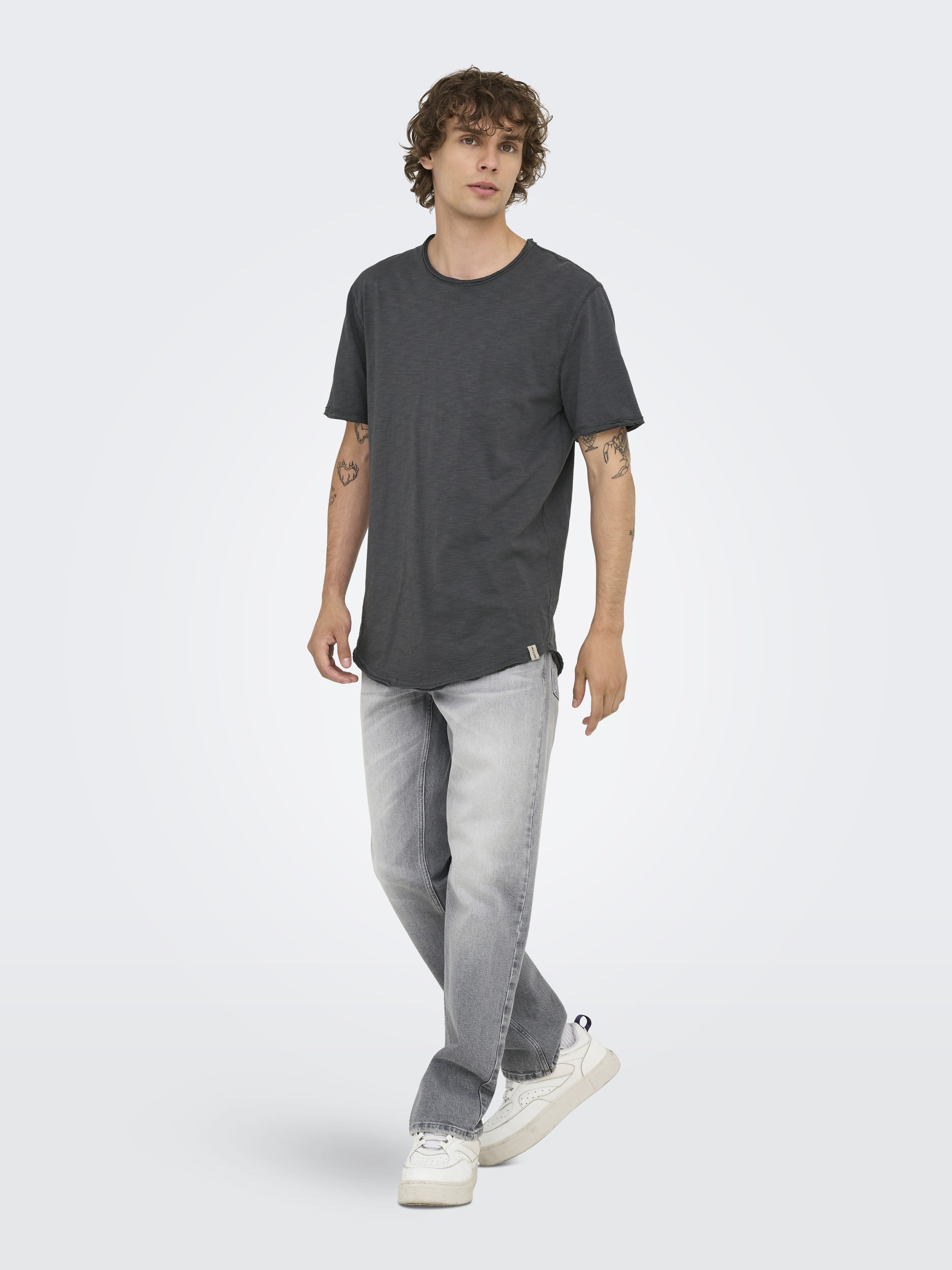 Only & Sons Herren T-Shirts kurz Grey Pinstripe