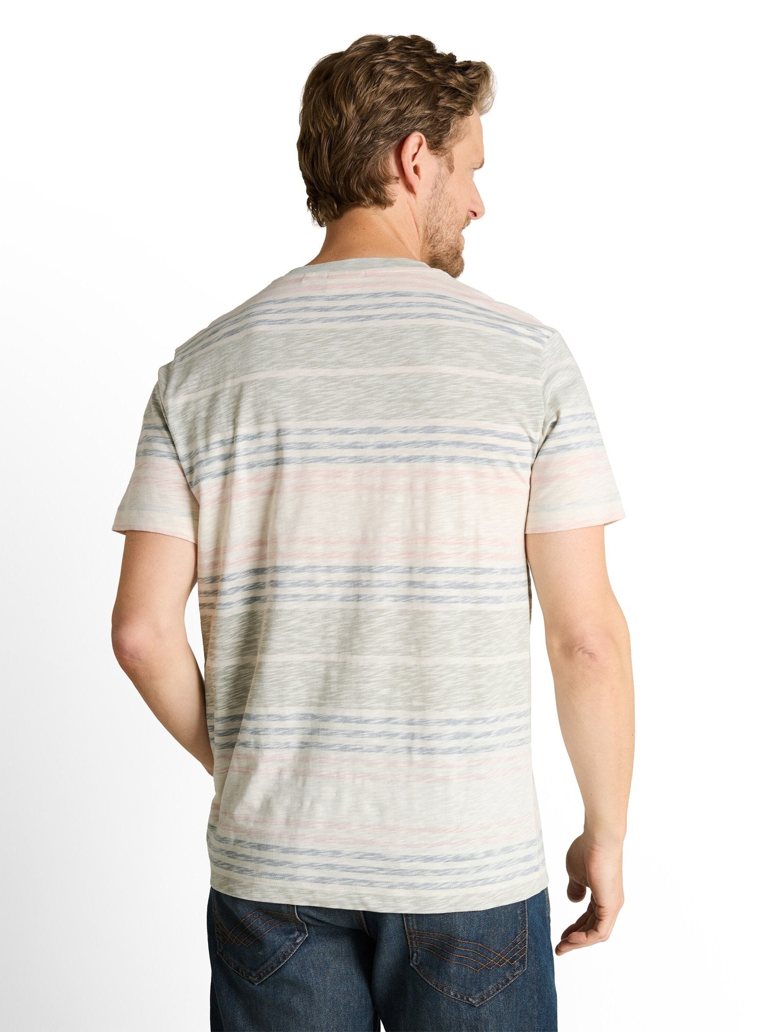 Tom Tailor Herren T-Shirts kurz Rose Teal Multi