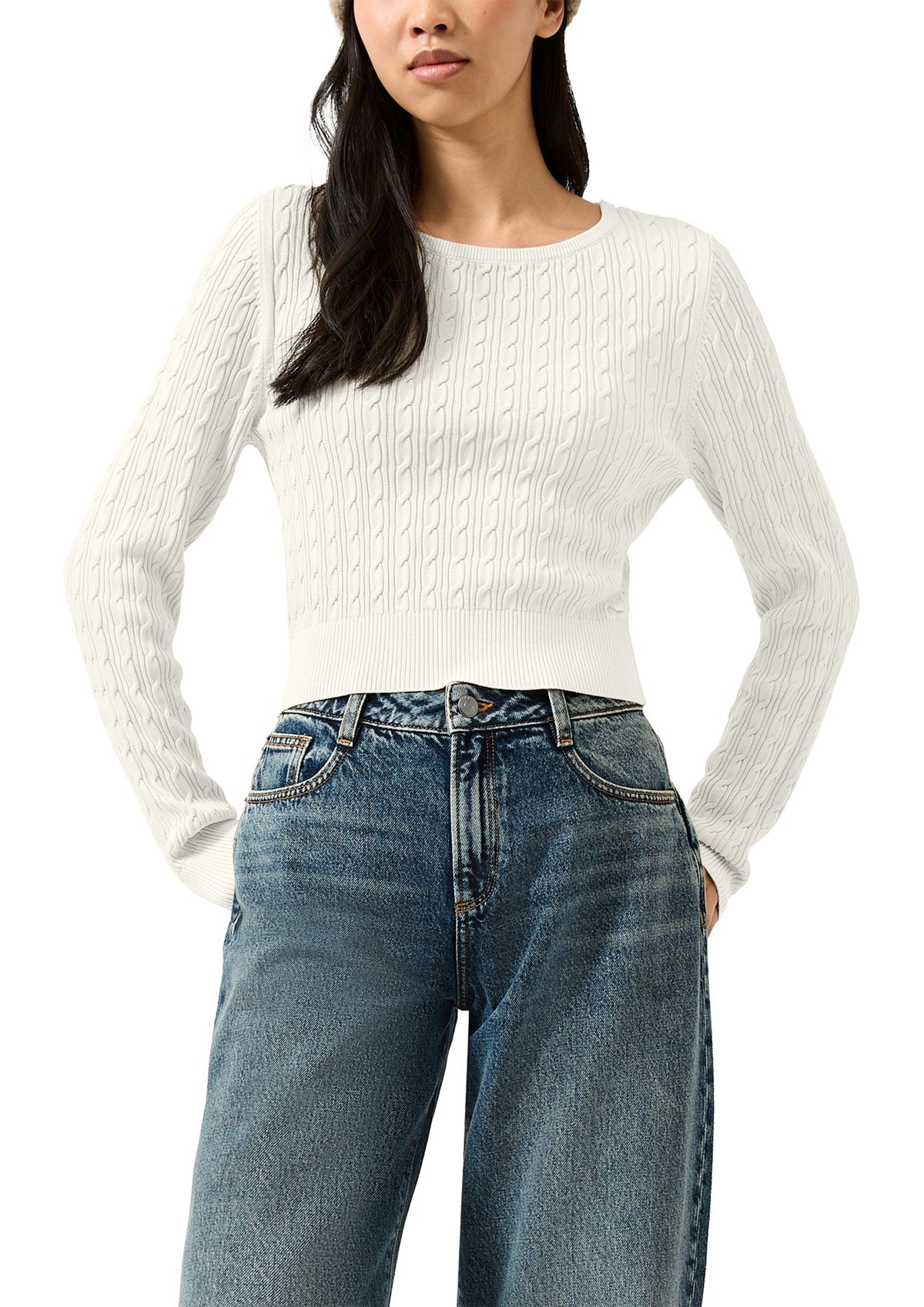 QS by S.Oliver Damen Pullover  White