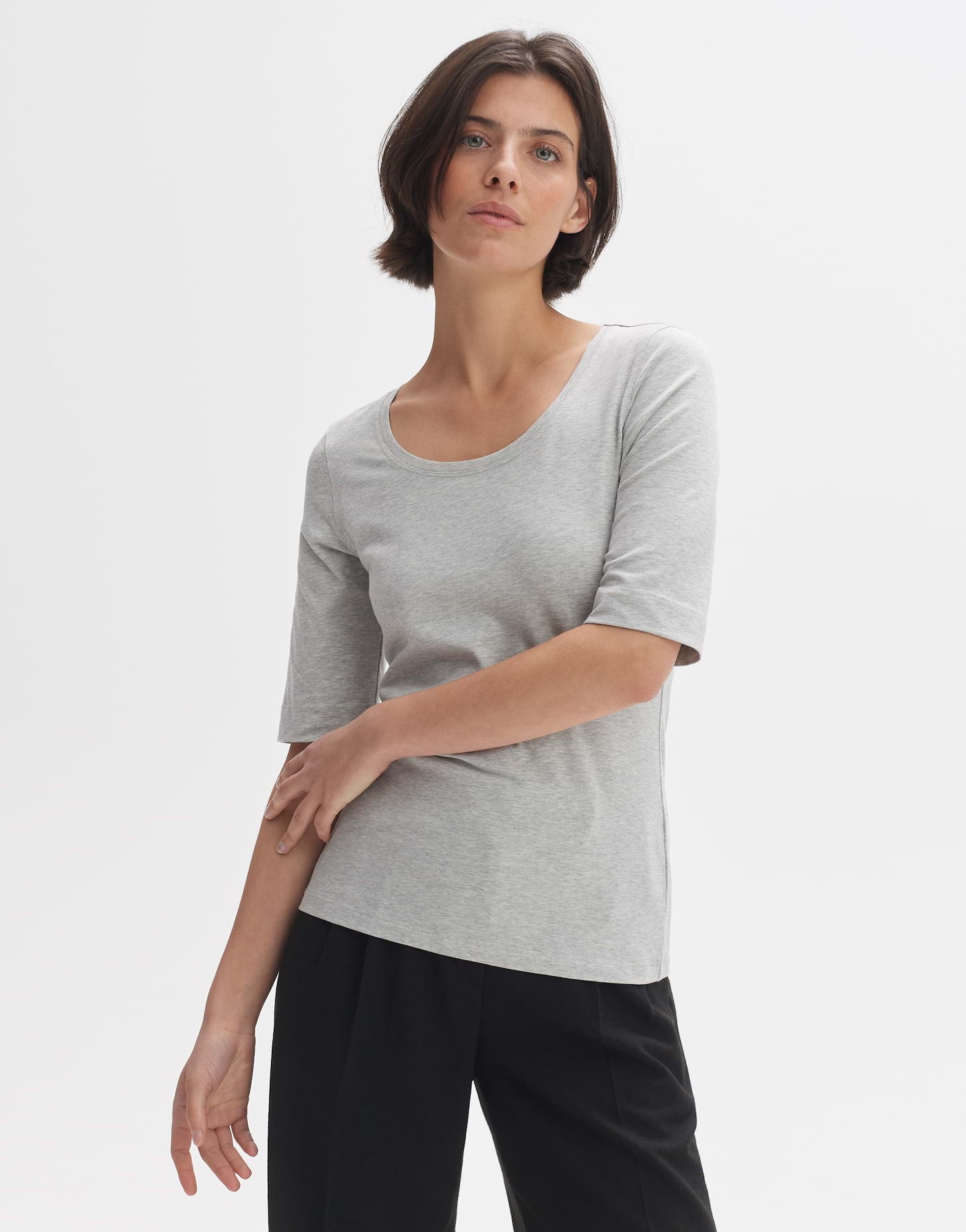 Opus Damen T-Shirts Hazy Fog Melang