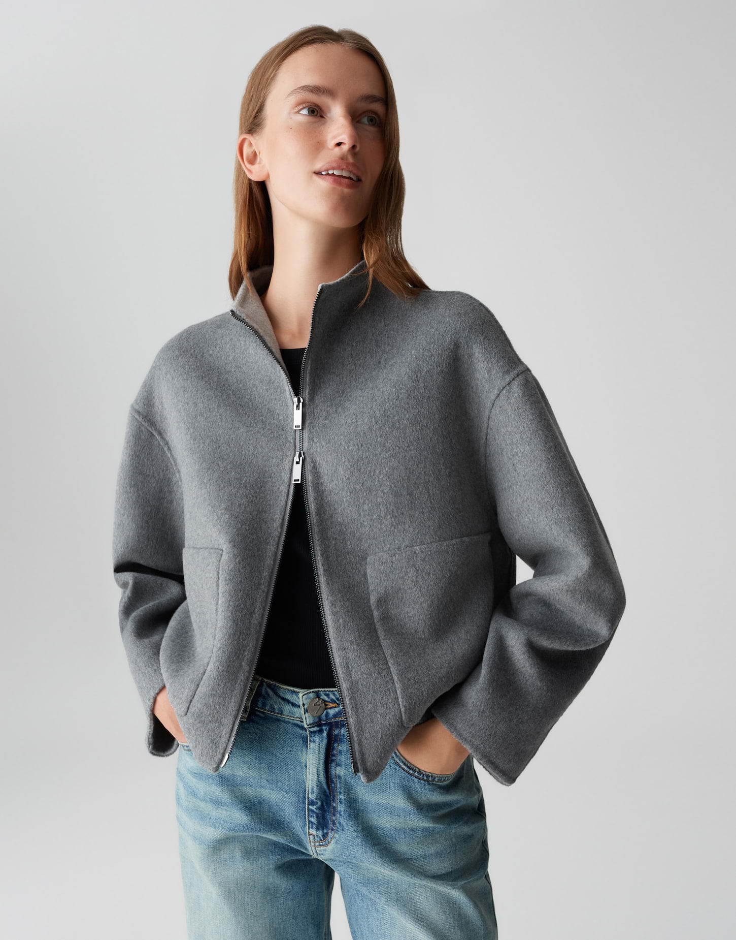 Opus Damen Jacken Easy Grey