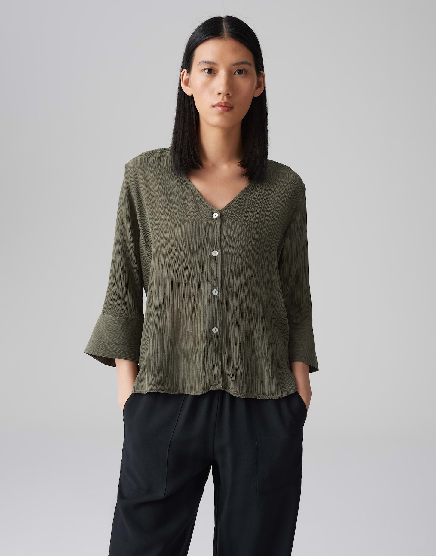 Opus Damen Blusen Olive Leaf