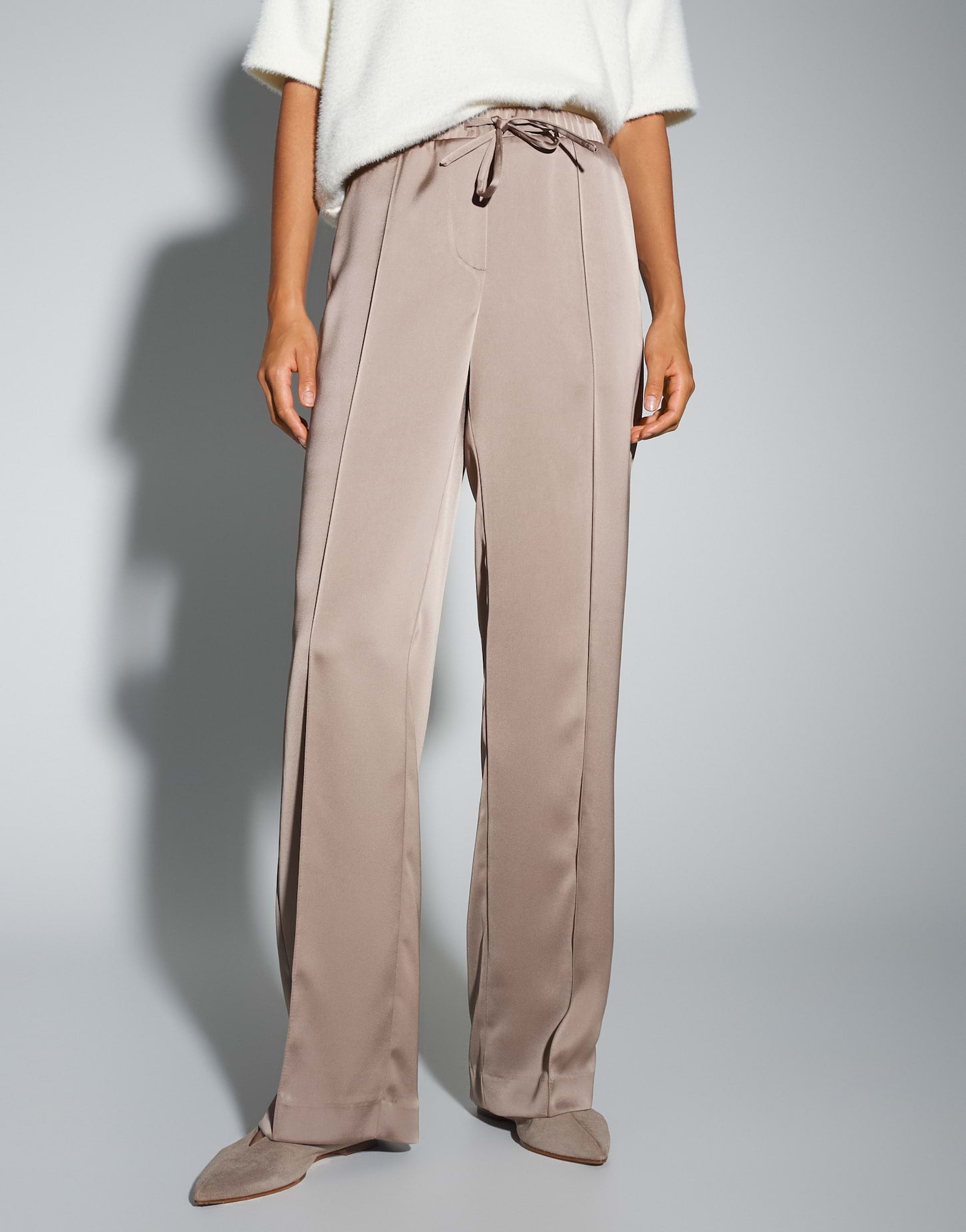 Opus Damen Hosen Warm Taupe