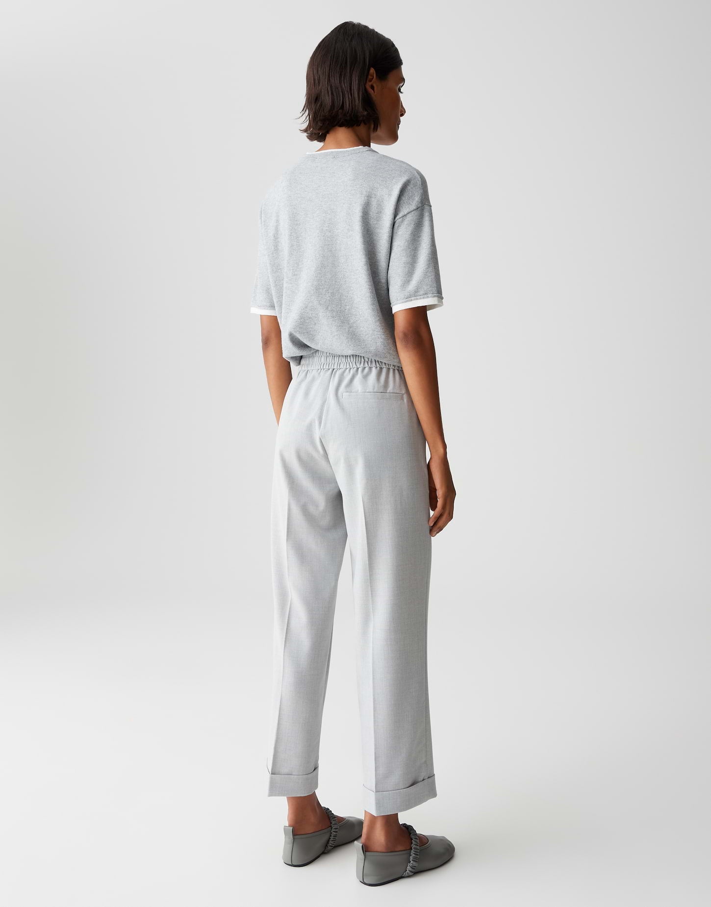 Opus Damen Hosen Hazy Fog Melang