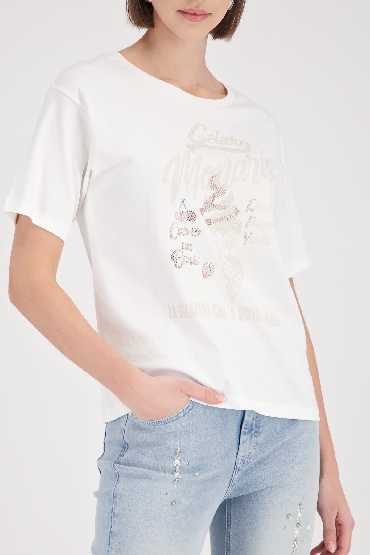 Monari Damen T-Shirts  Cream
