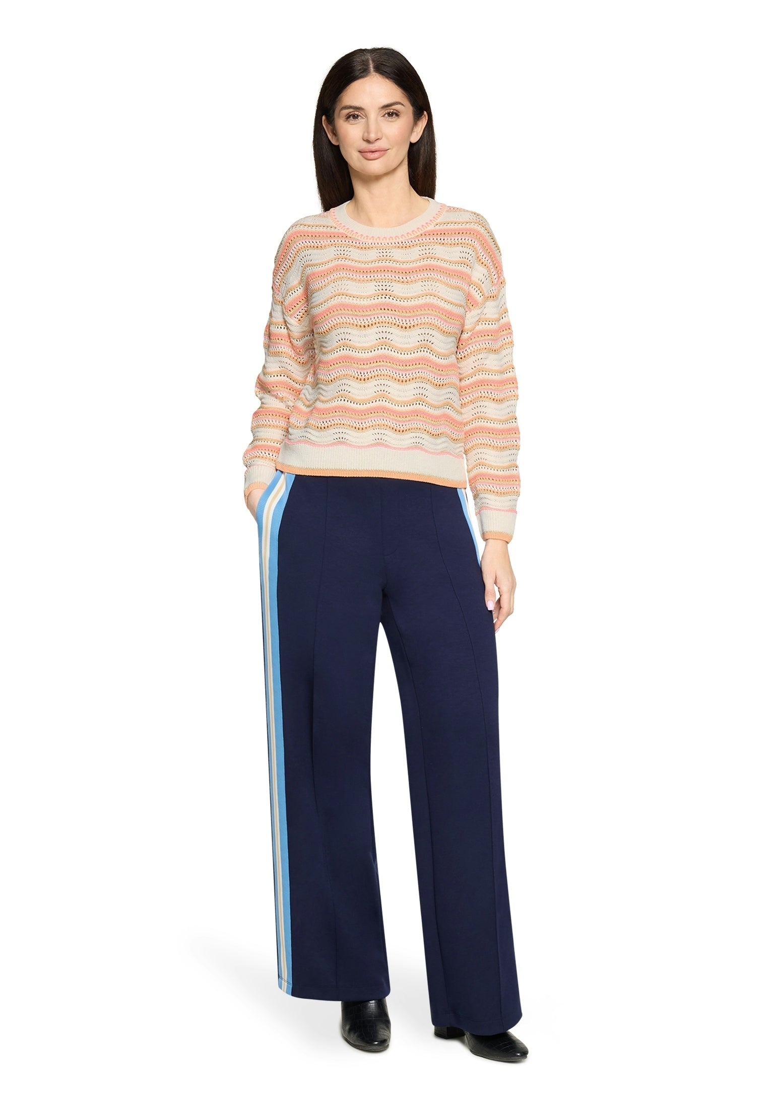 Cartoon Damen Pullover Cream/Orange