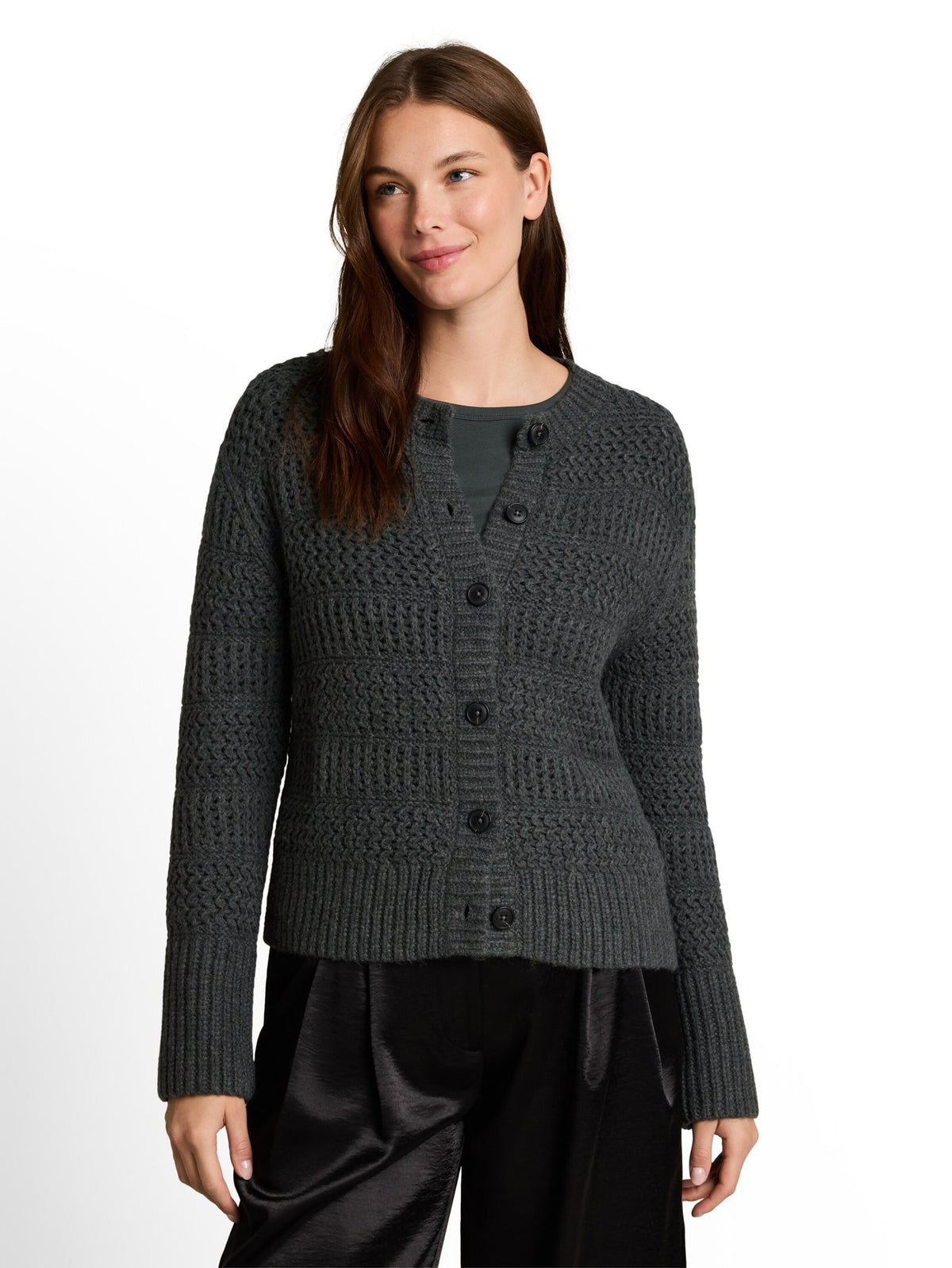 Tom Tailor Damen Strickjacken Dark Olive Mela