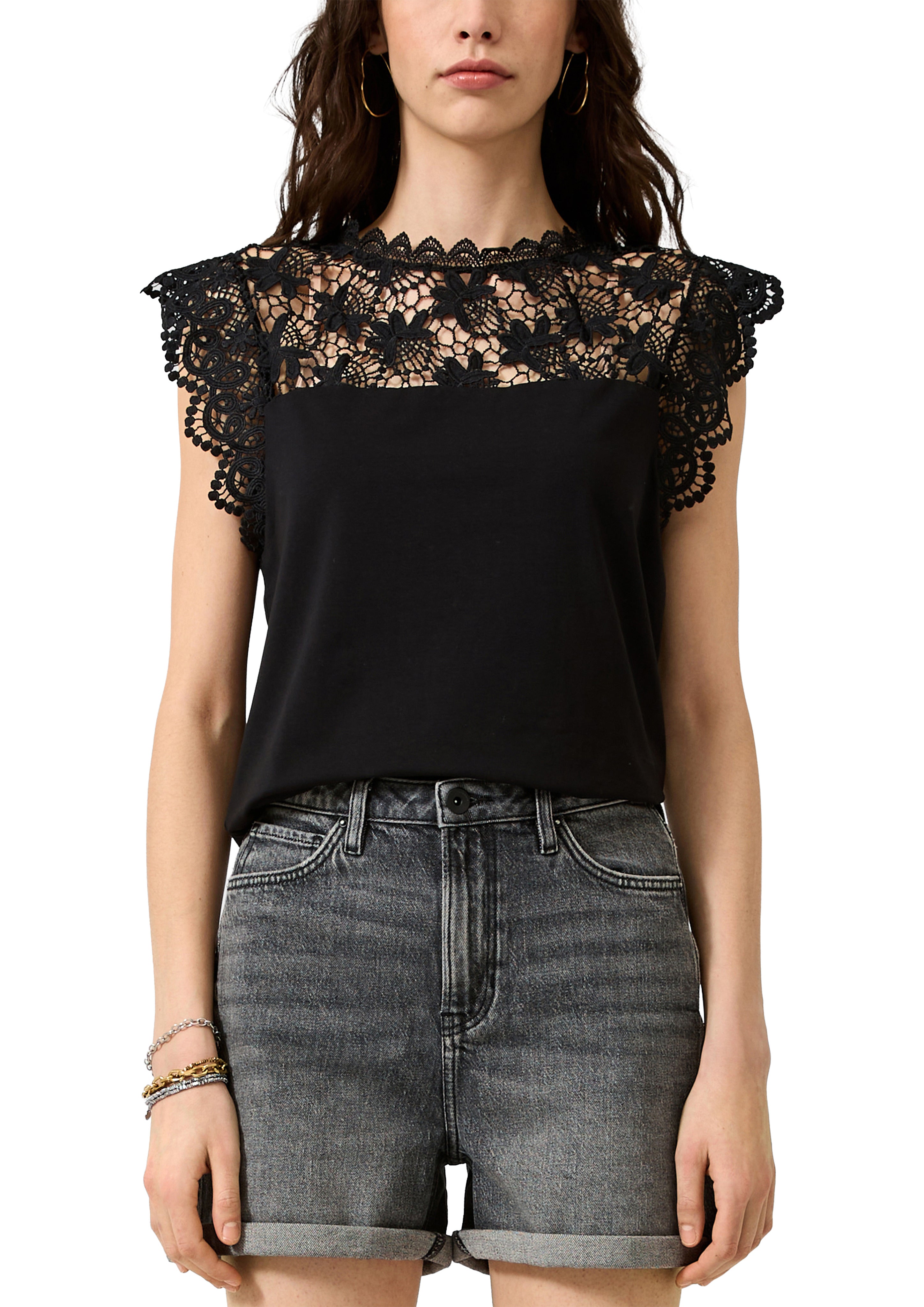 QS by S.Oliver Damen Tops Grey/Black
