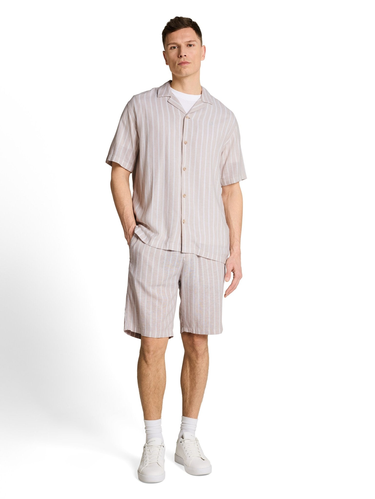 Tom Tailor denim Herren Hemden kurz Muted Grey Stri