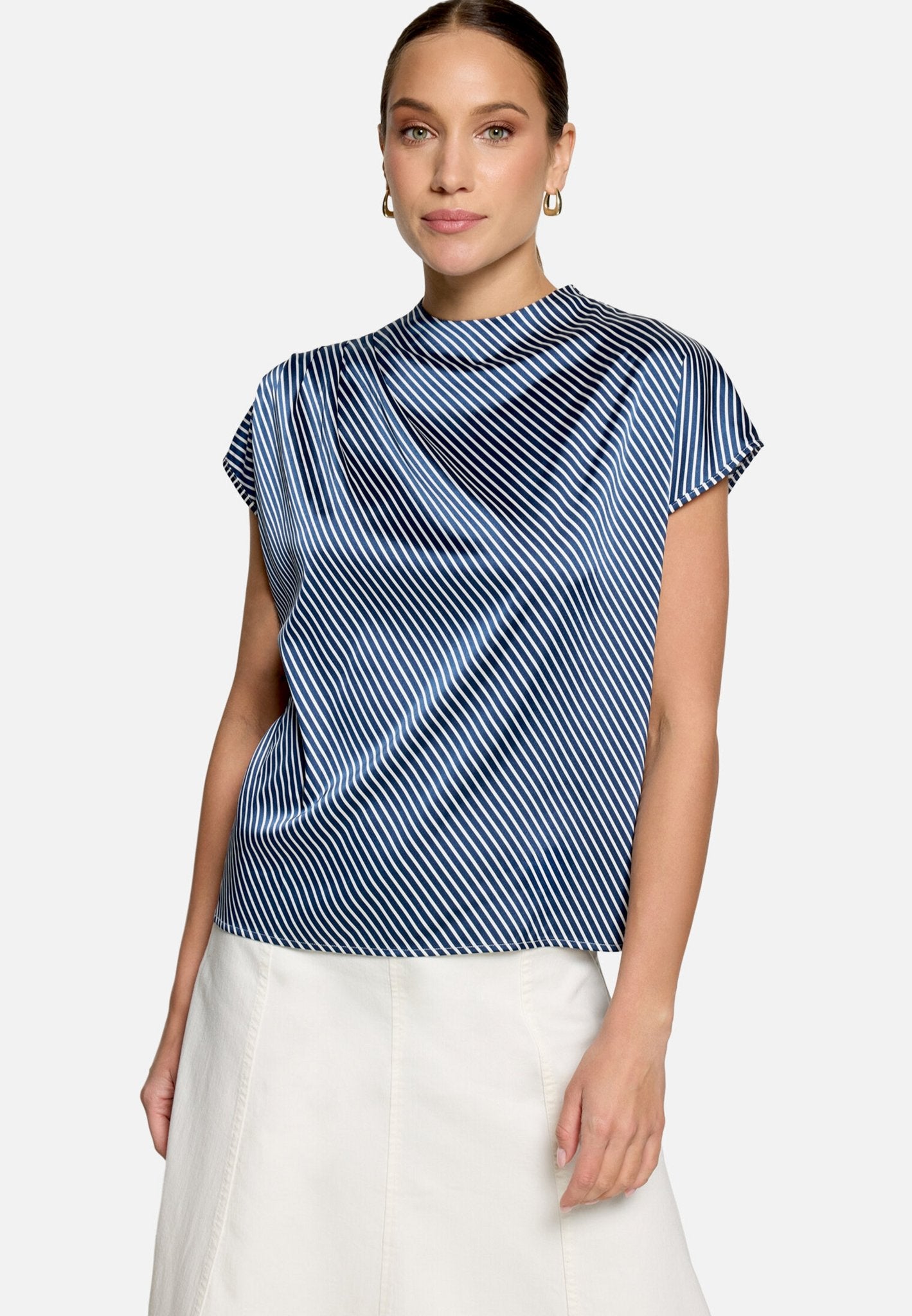 Zero Damen Blusen kurz Dark Blue/White