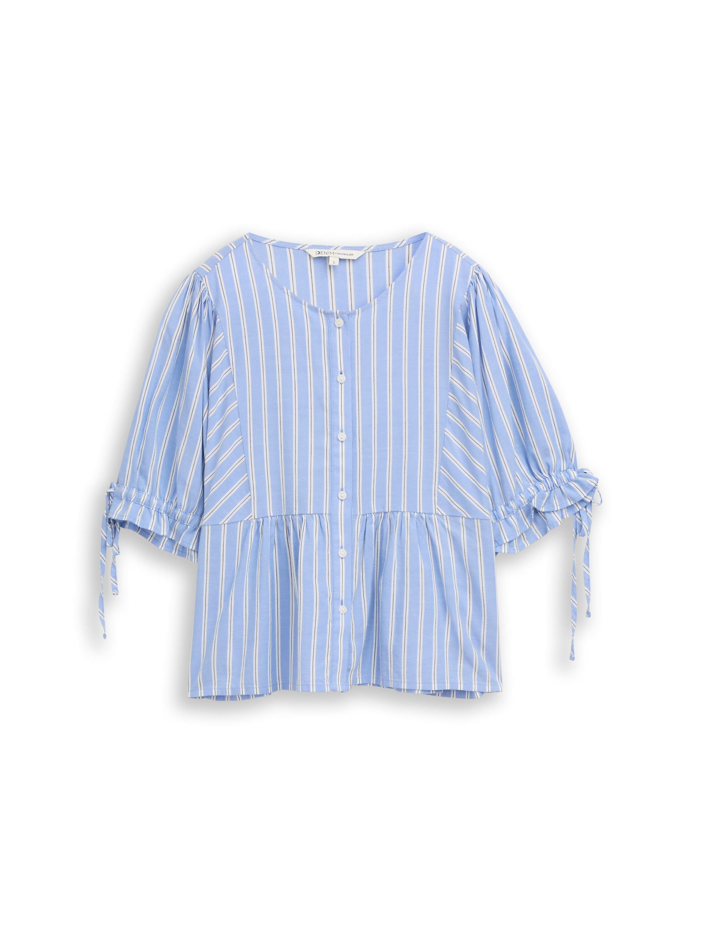 Tom Tailor denim Damen Blusen kurz Blue White Vert