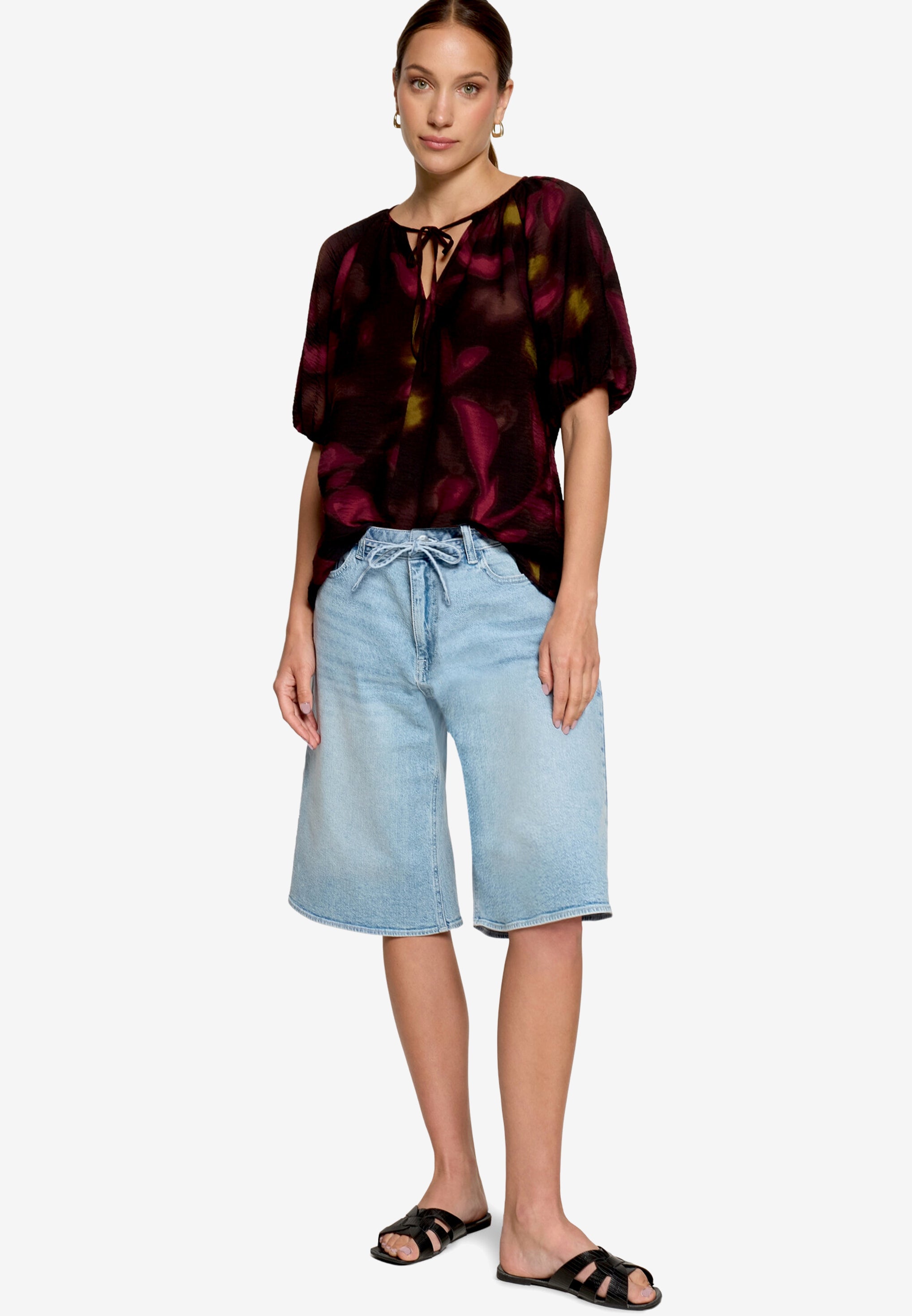 Zero Damen Blusen kurz Black/Dark Red