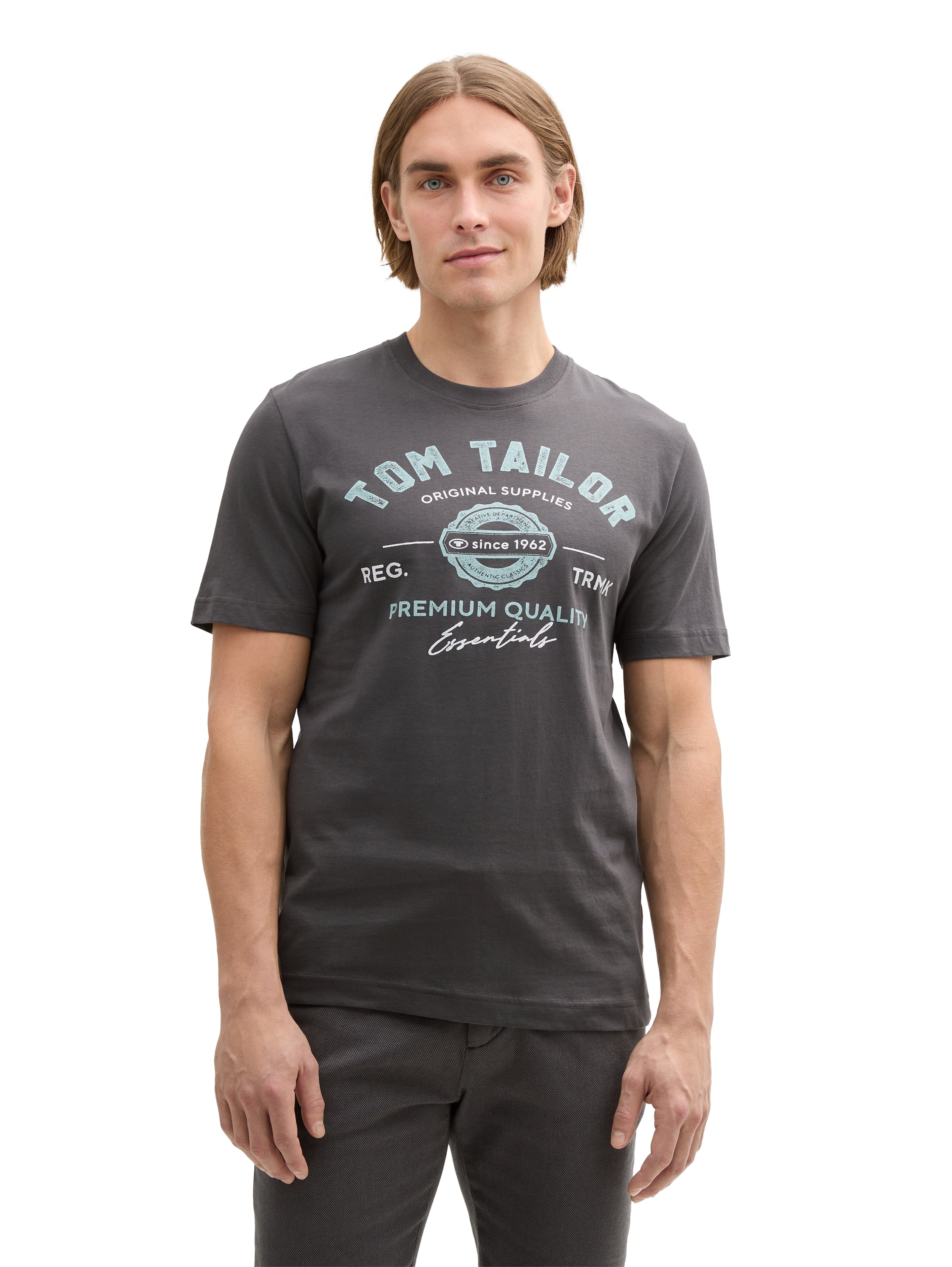 Tom Tailor Herren T-Shirts kurz Tarmac Grey