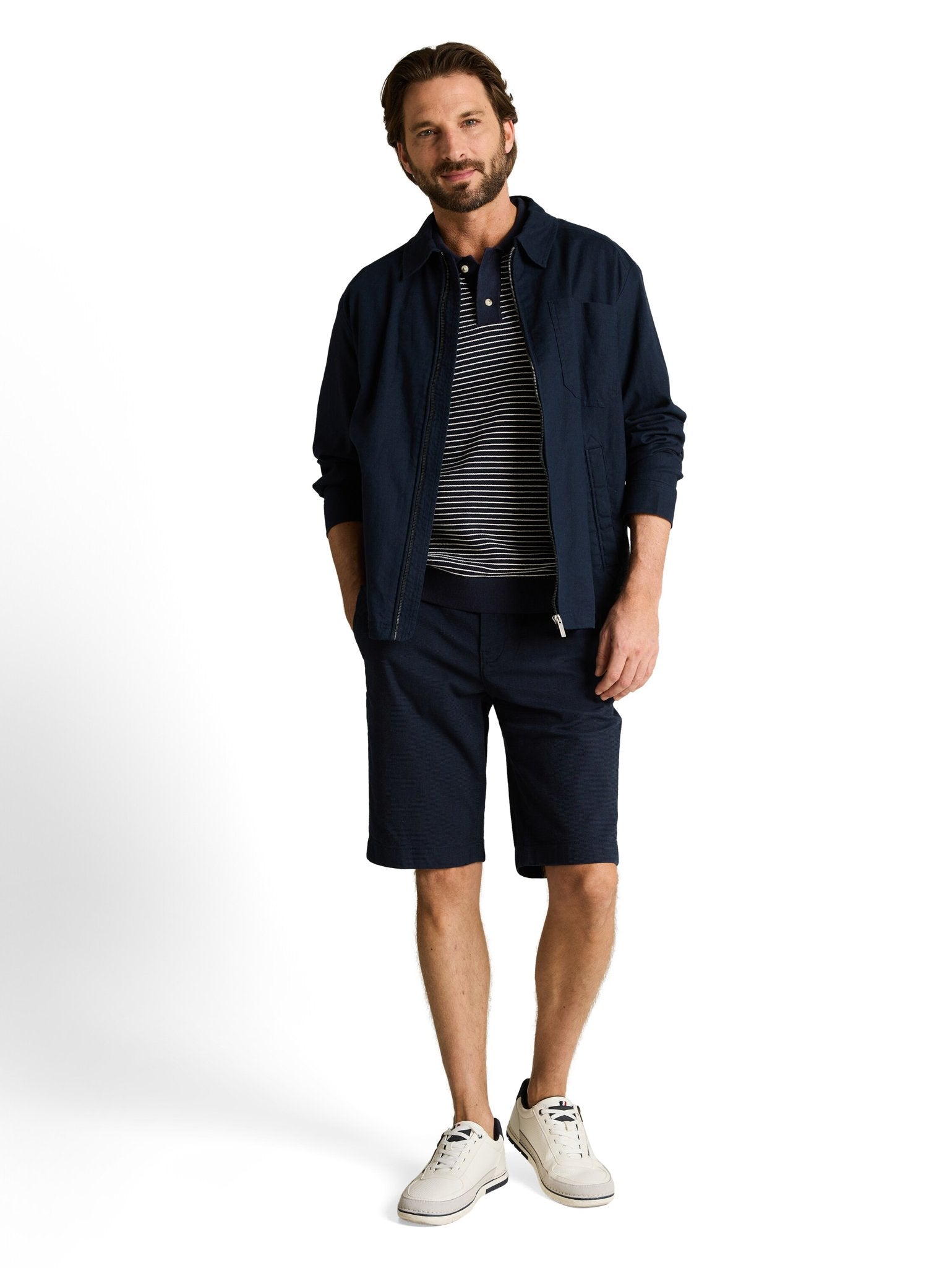 Tom Tailor Herren Polo-Shirts Navy Offwhite S