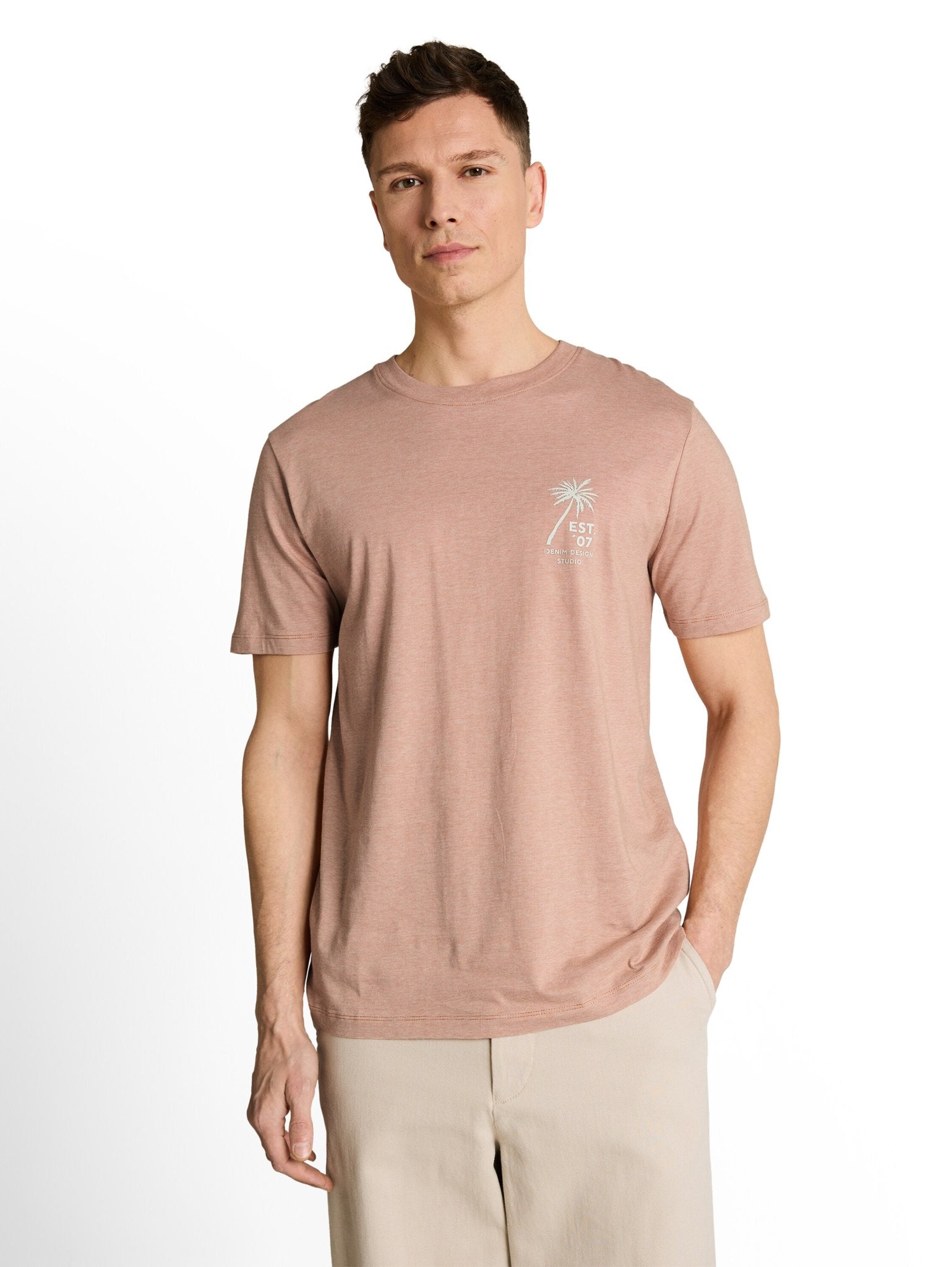 Tom Tailor denim Herren T-Shirts kurz Faded Copper Or