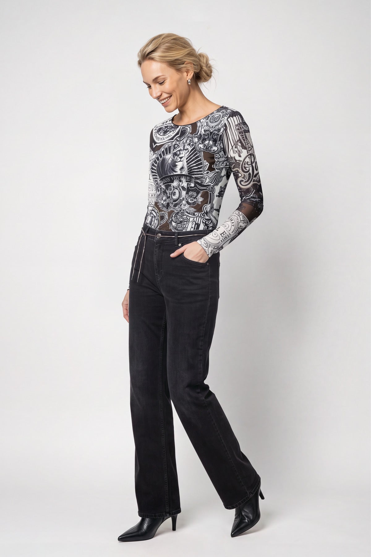 Monari Damen T-Shirts  Schwarz Gem