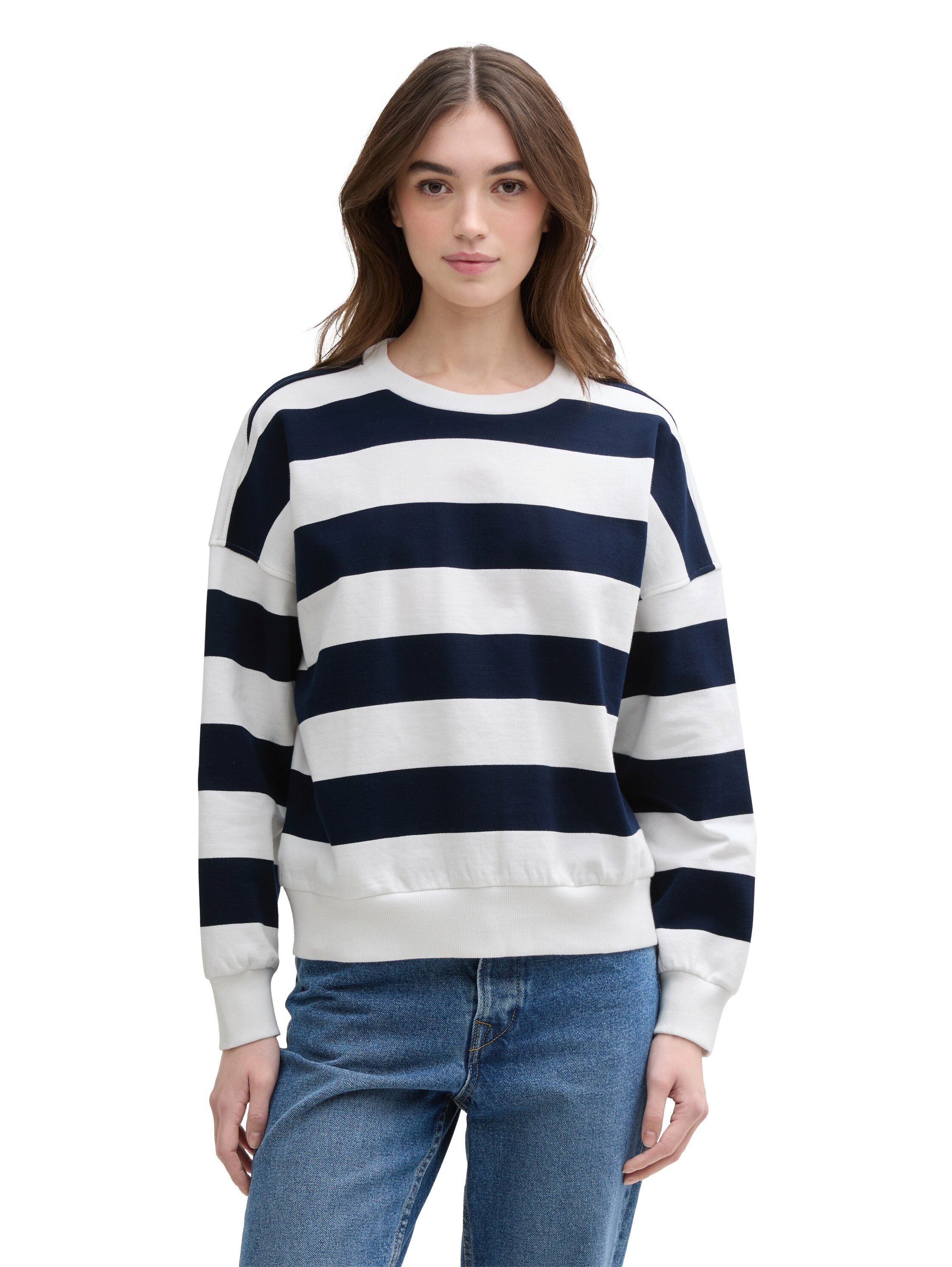Tom Tailor denim Damen Sweatshirts Navy White Bloc