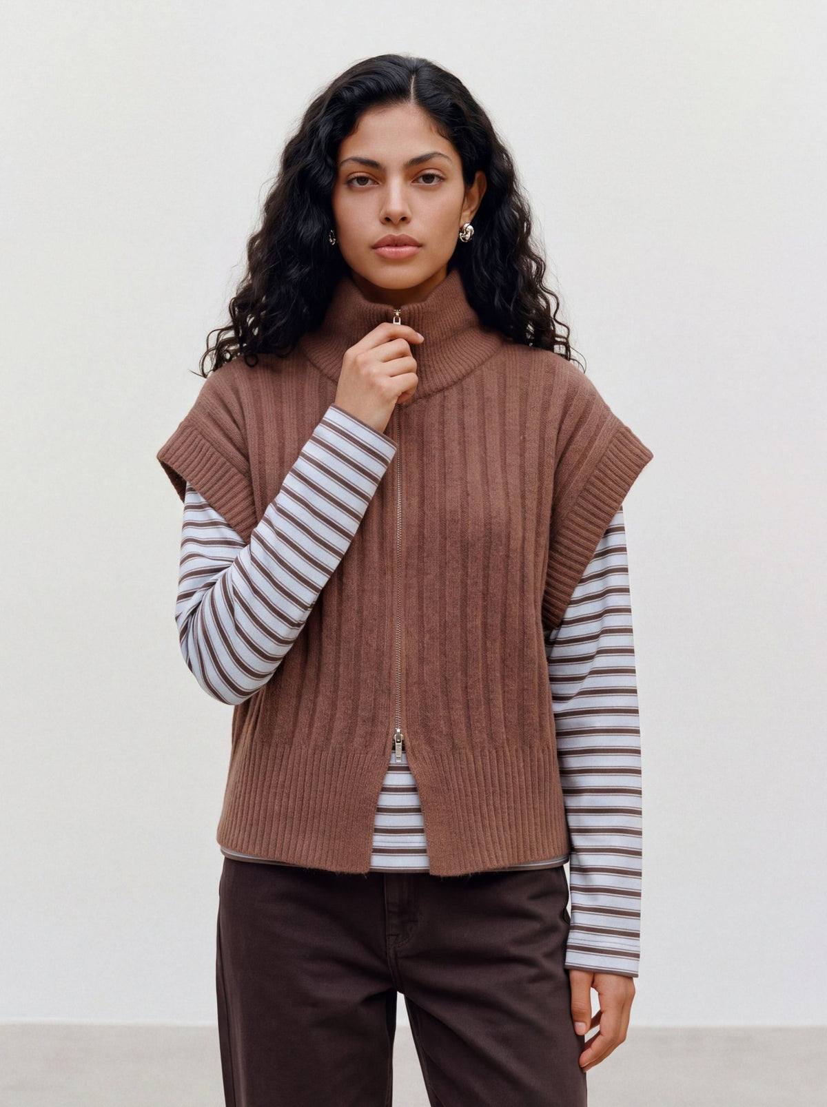 Vero Moda Damen Indoorwesten Cocoa Brown/Mel