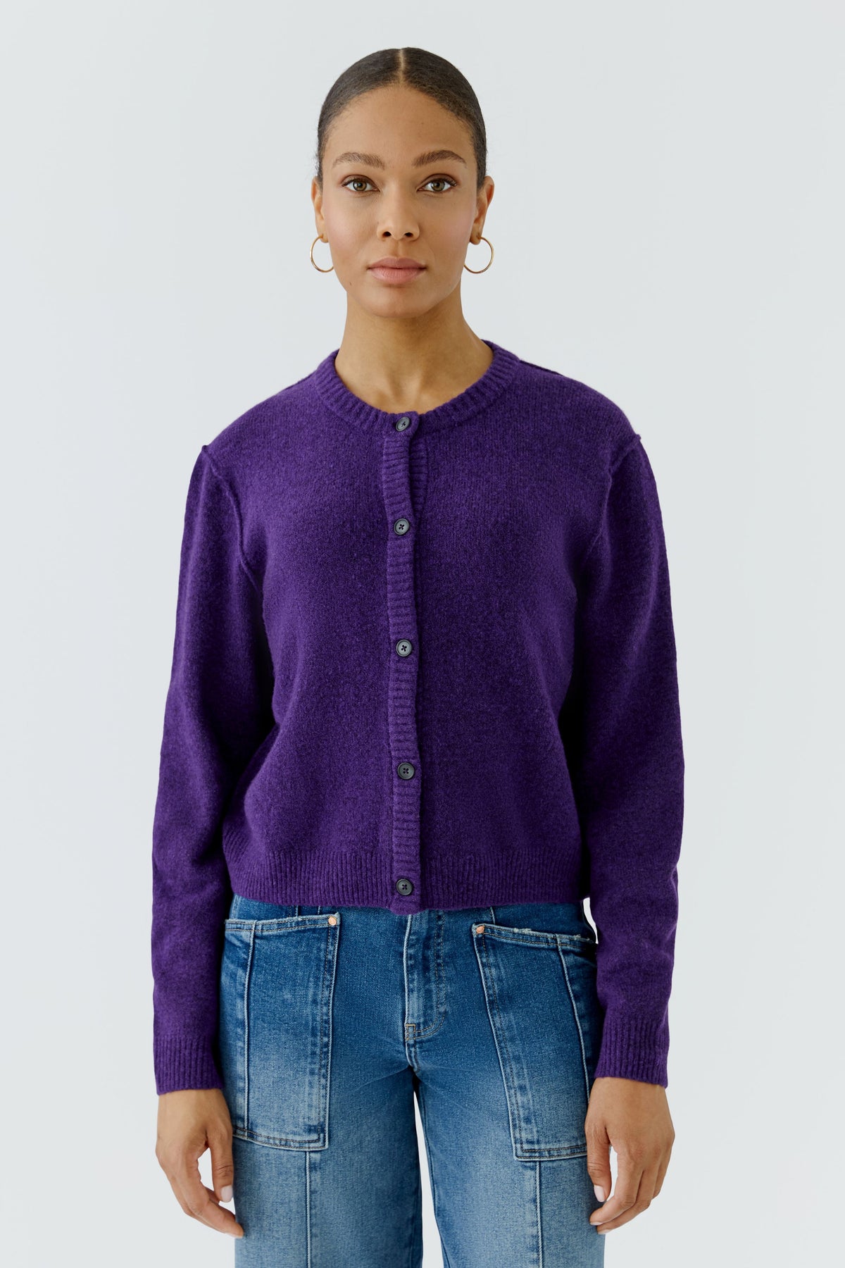 Oui Damen Strickjacken Ultra Viol