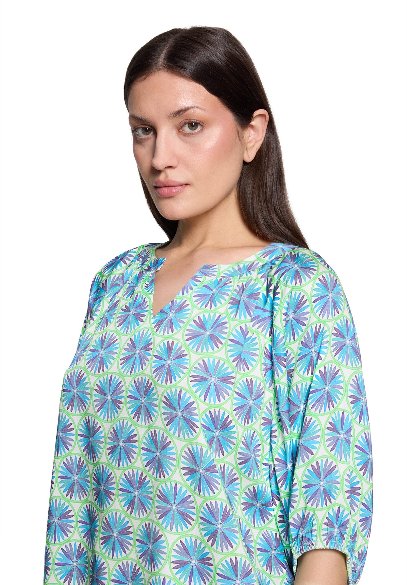 Cartoon Damen Blusen Green/Blue