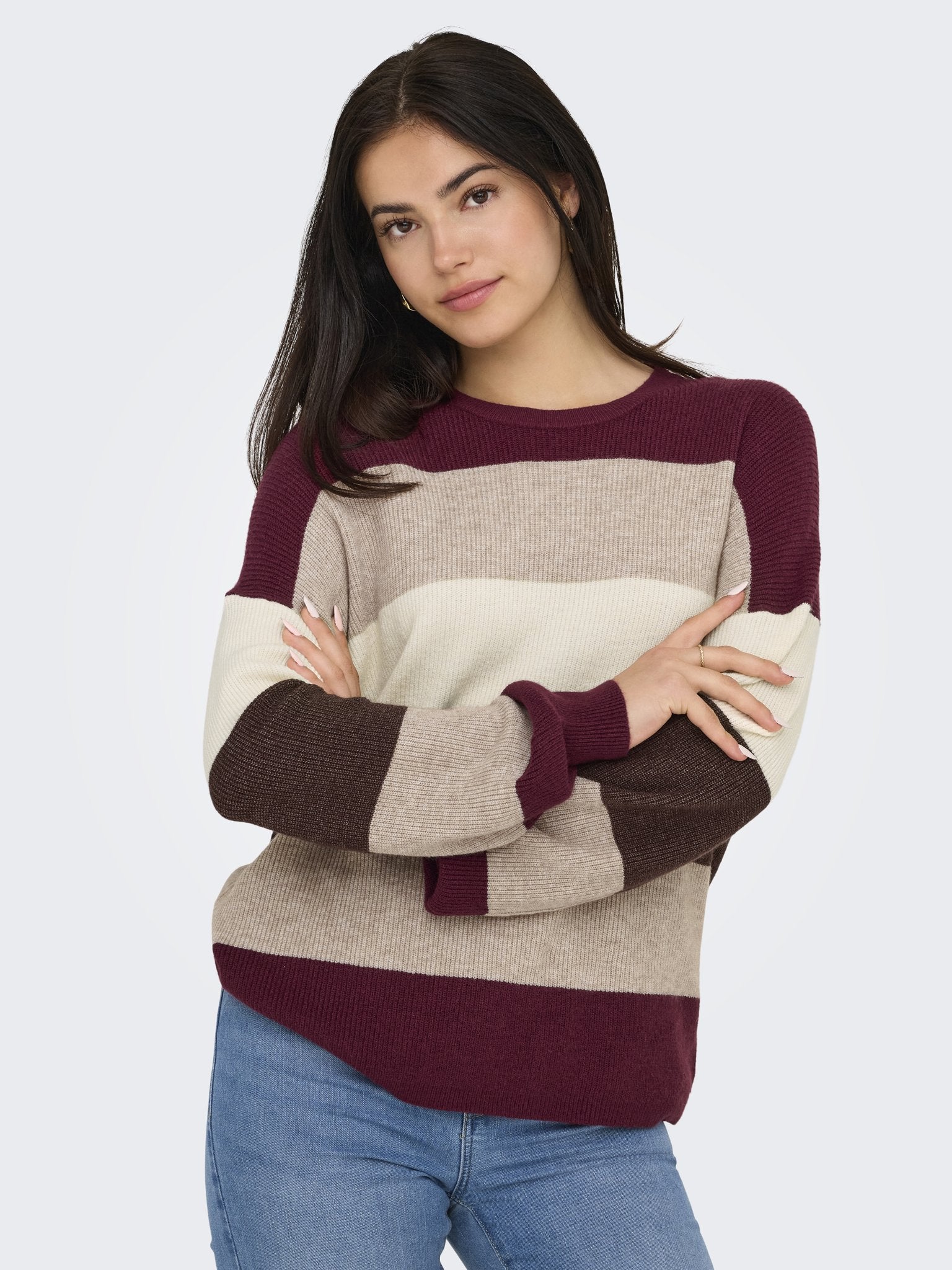 Only Damen Pullover Zinfandel/W. Wh
