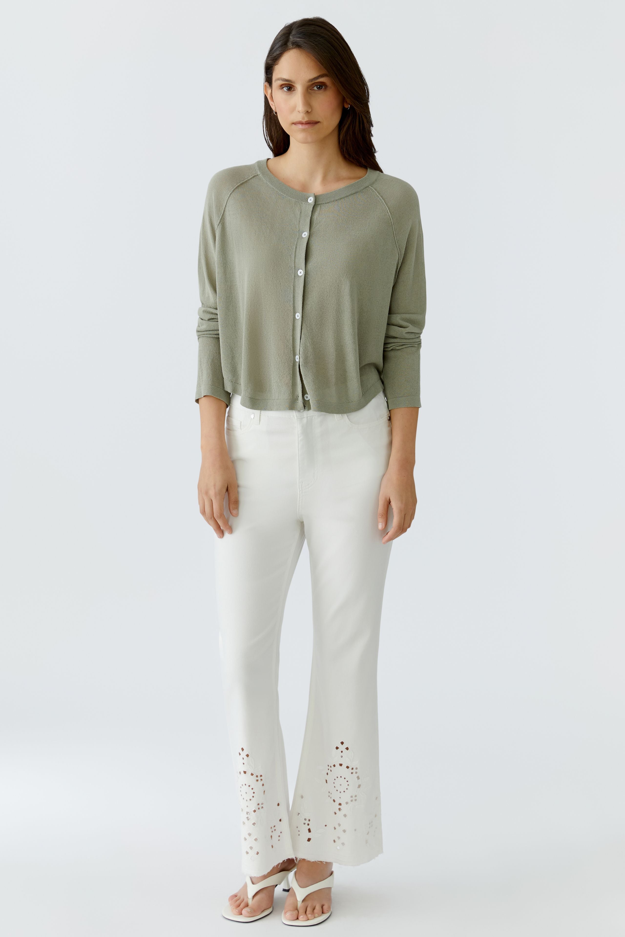 Oui Damen Strickjacken  Seagrass