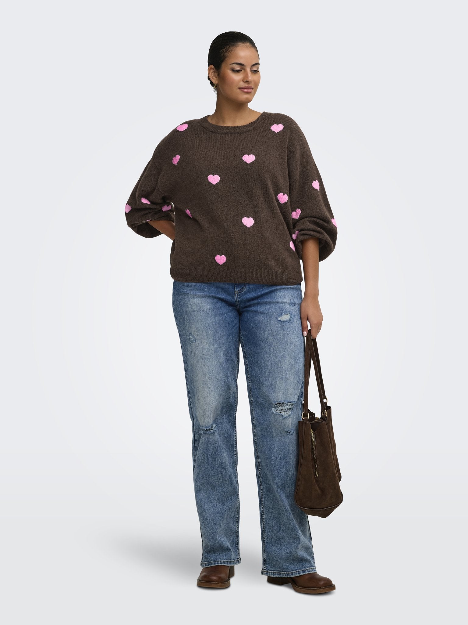 Only Caramkoma Damen Pullover Coffee Bean/Hea