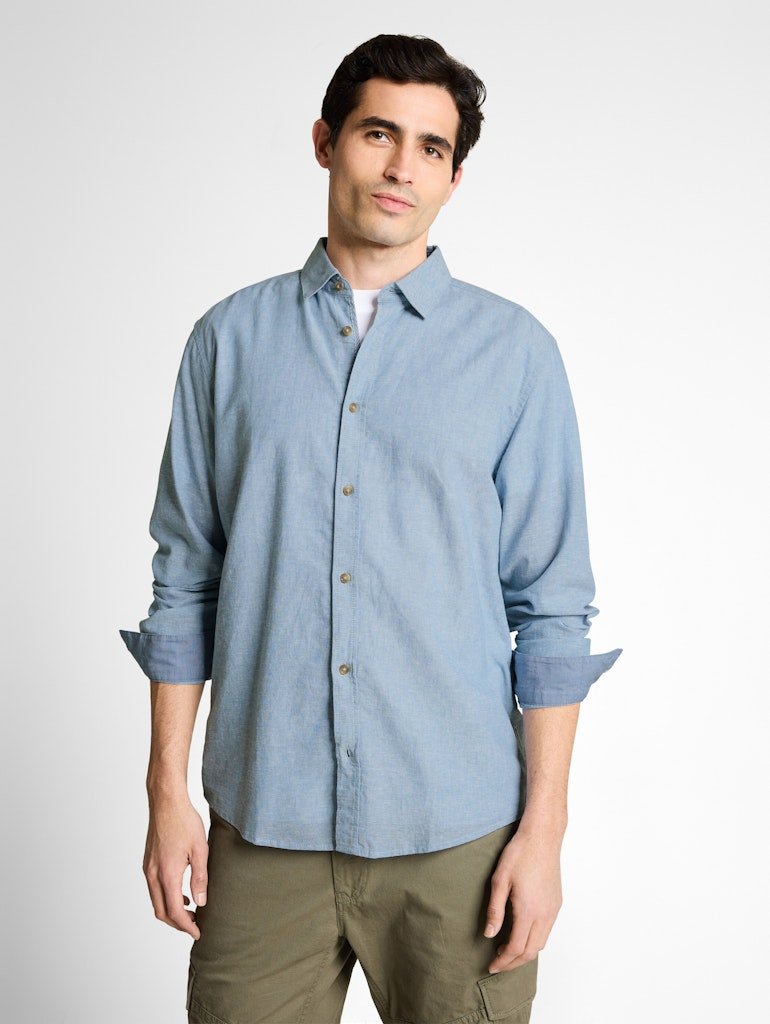 Tom Tailor Herren Hemden lang Bleeched Blue C