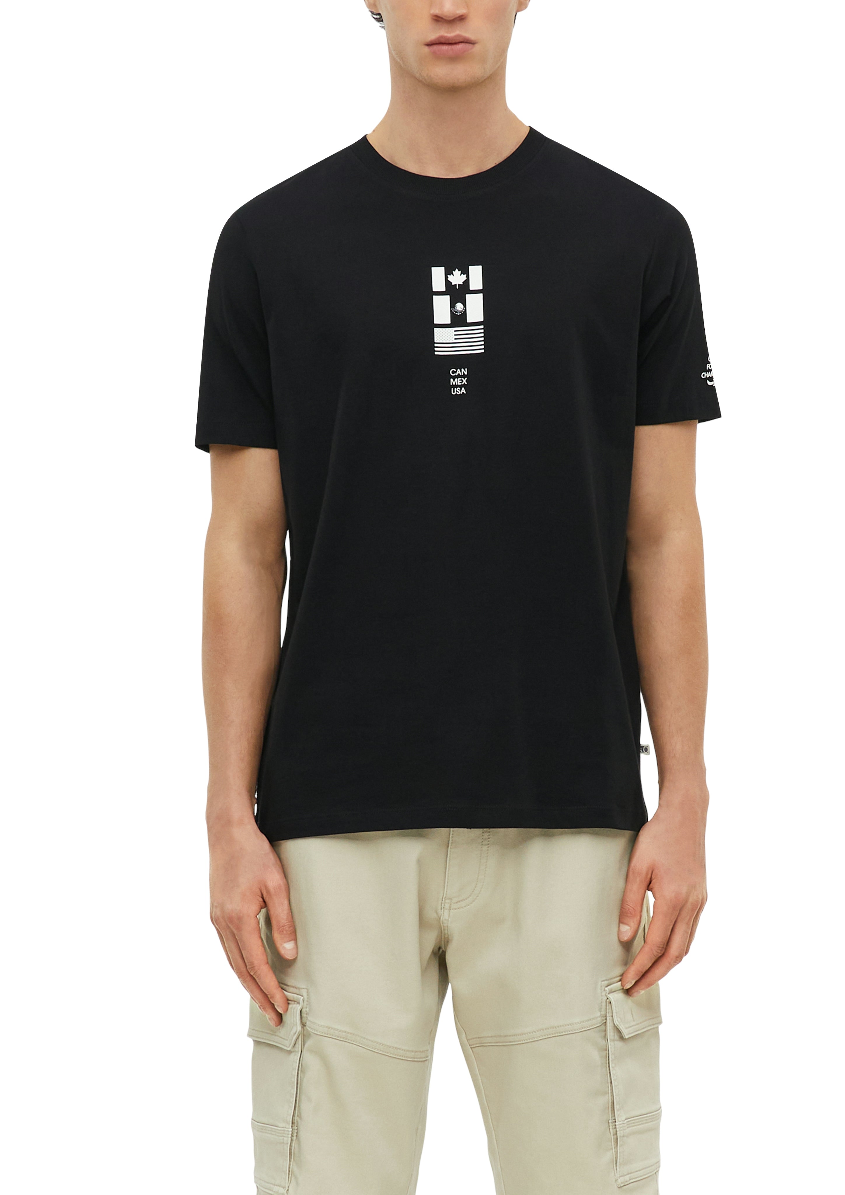 S. Oliver red Herren T-Shirts kurz Grey/Black