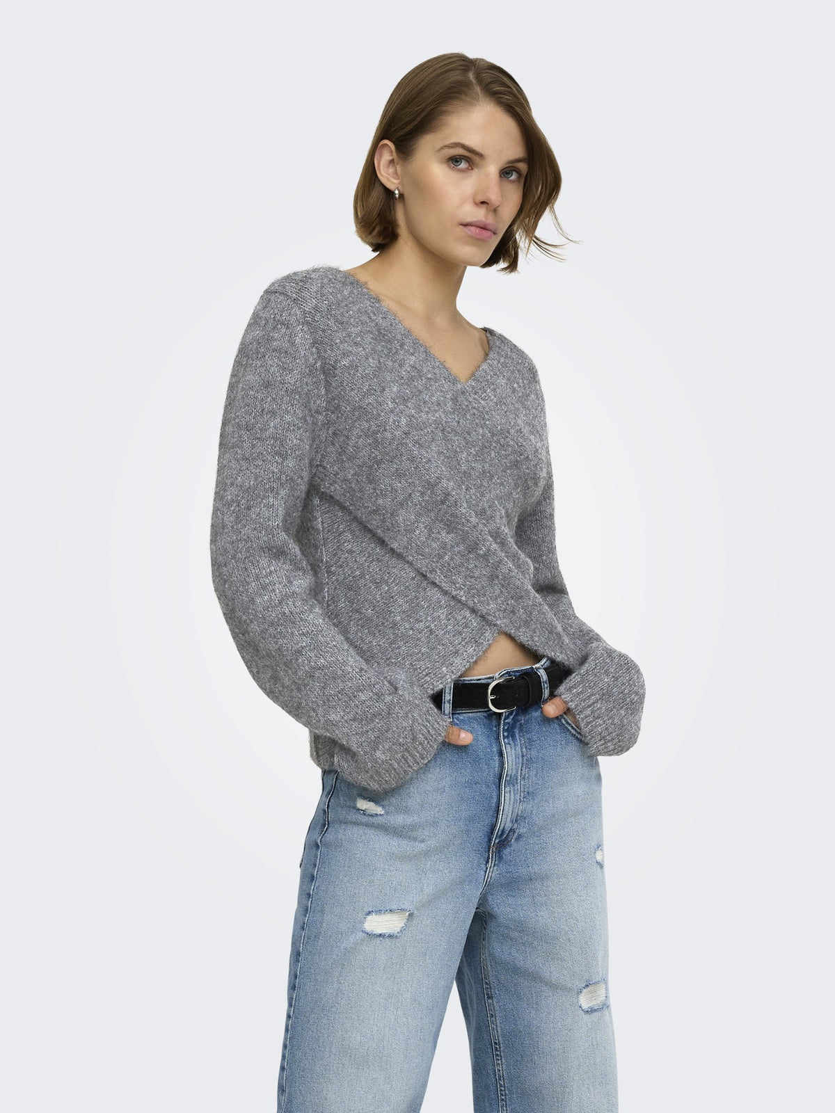 Only Damen Pullover Medium Grey Mel