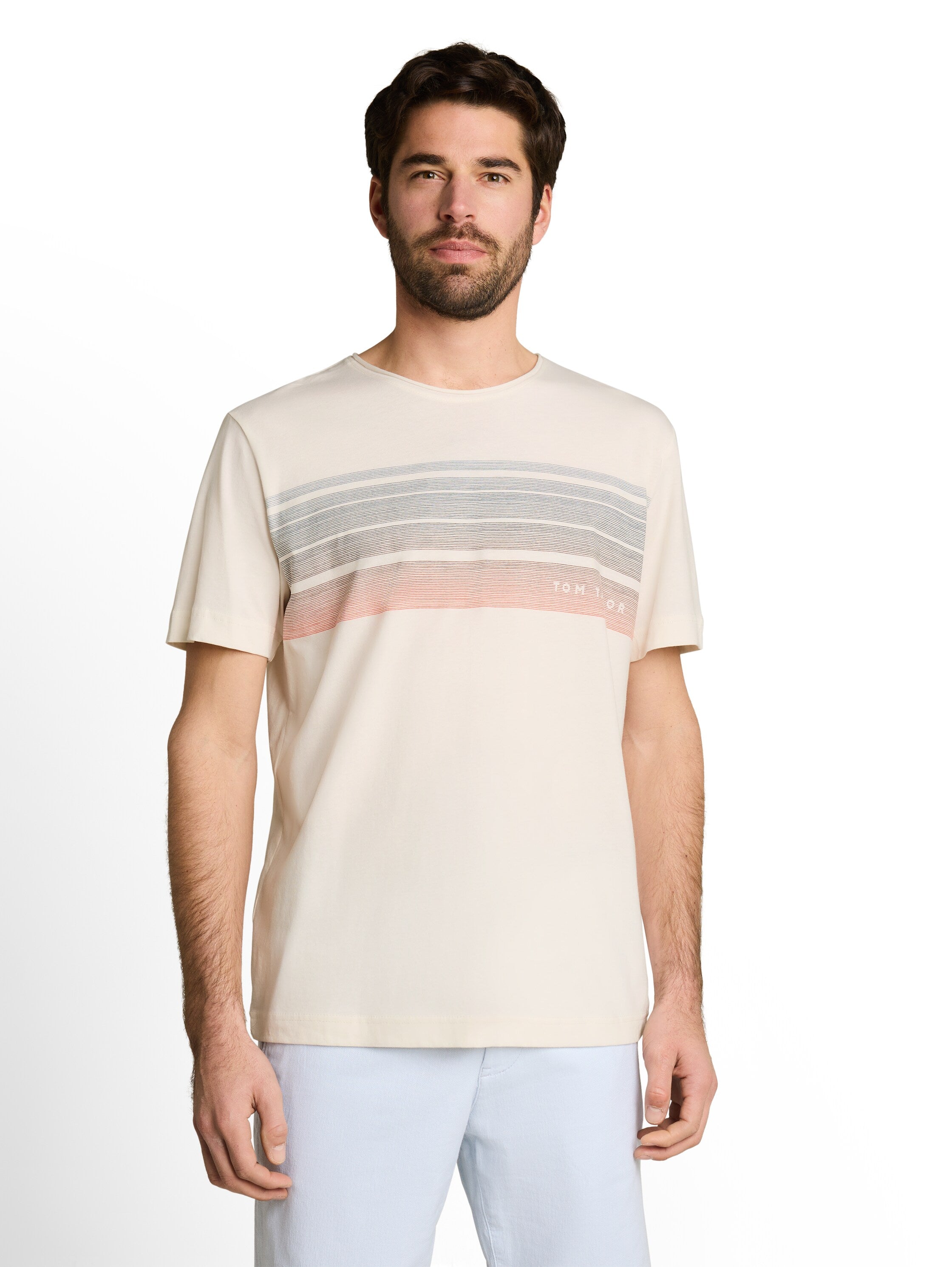 Tom Tailor Herren T-Shirts kurz Gardenia White