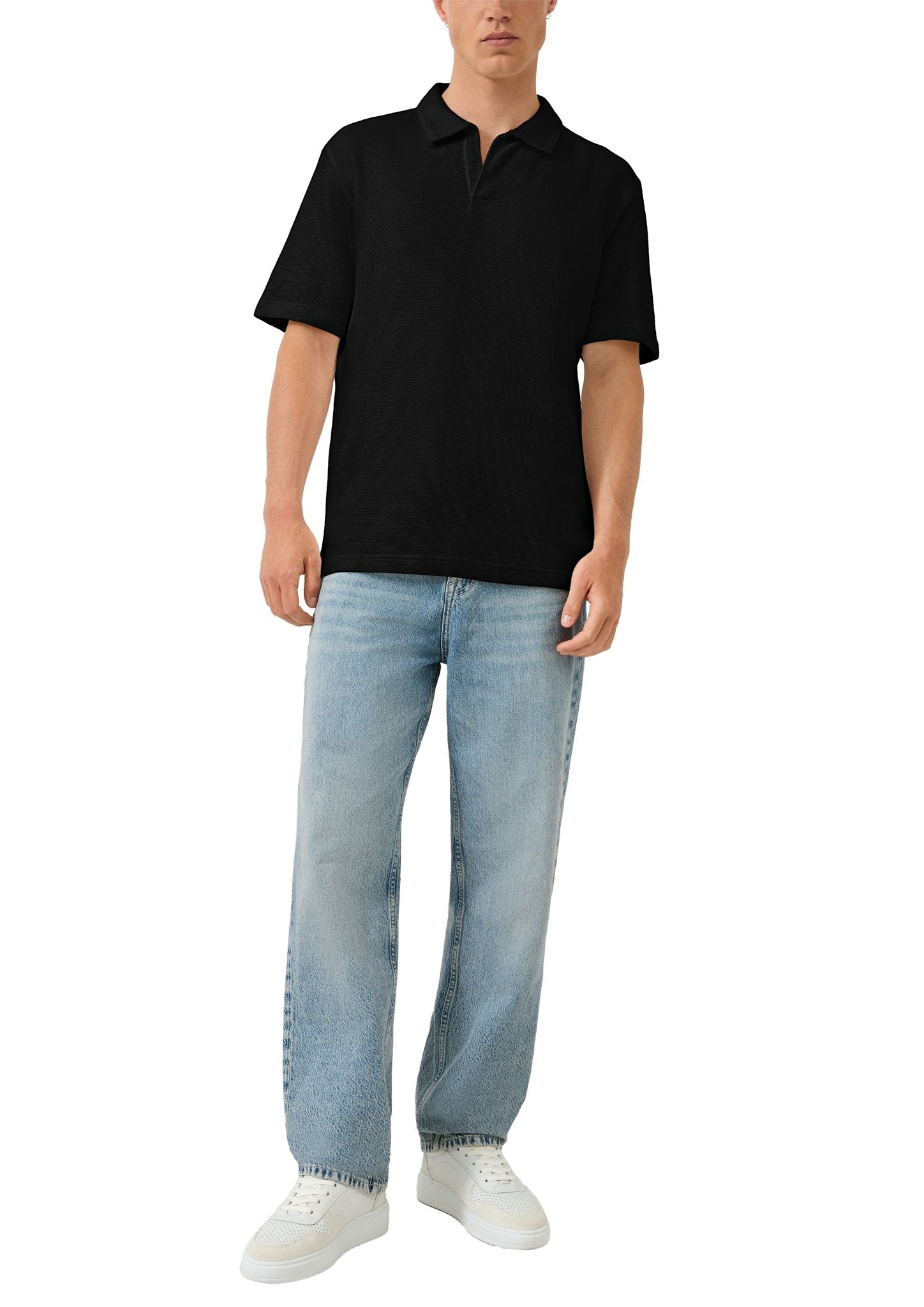 QS by S.Oliver Herren Polo-Shirts Grey/Black