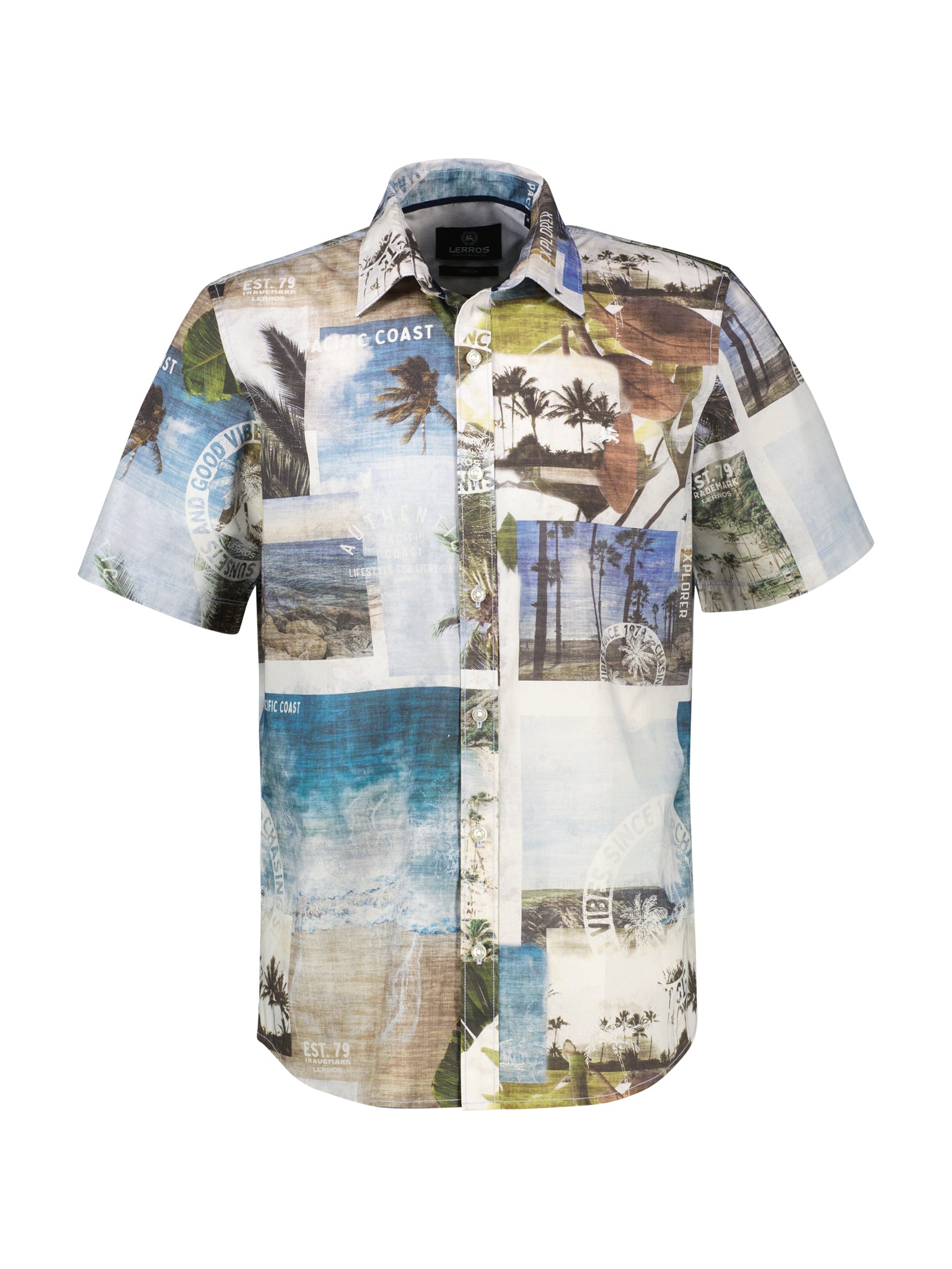 Lerros Herren Hemden kurz Reef Blue