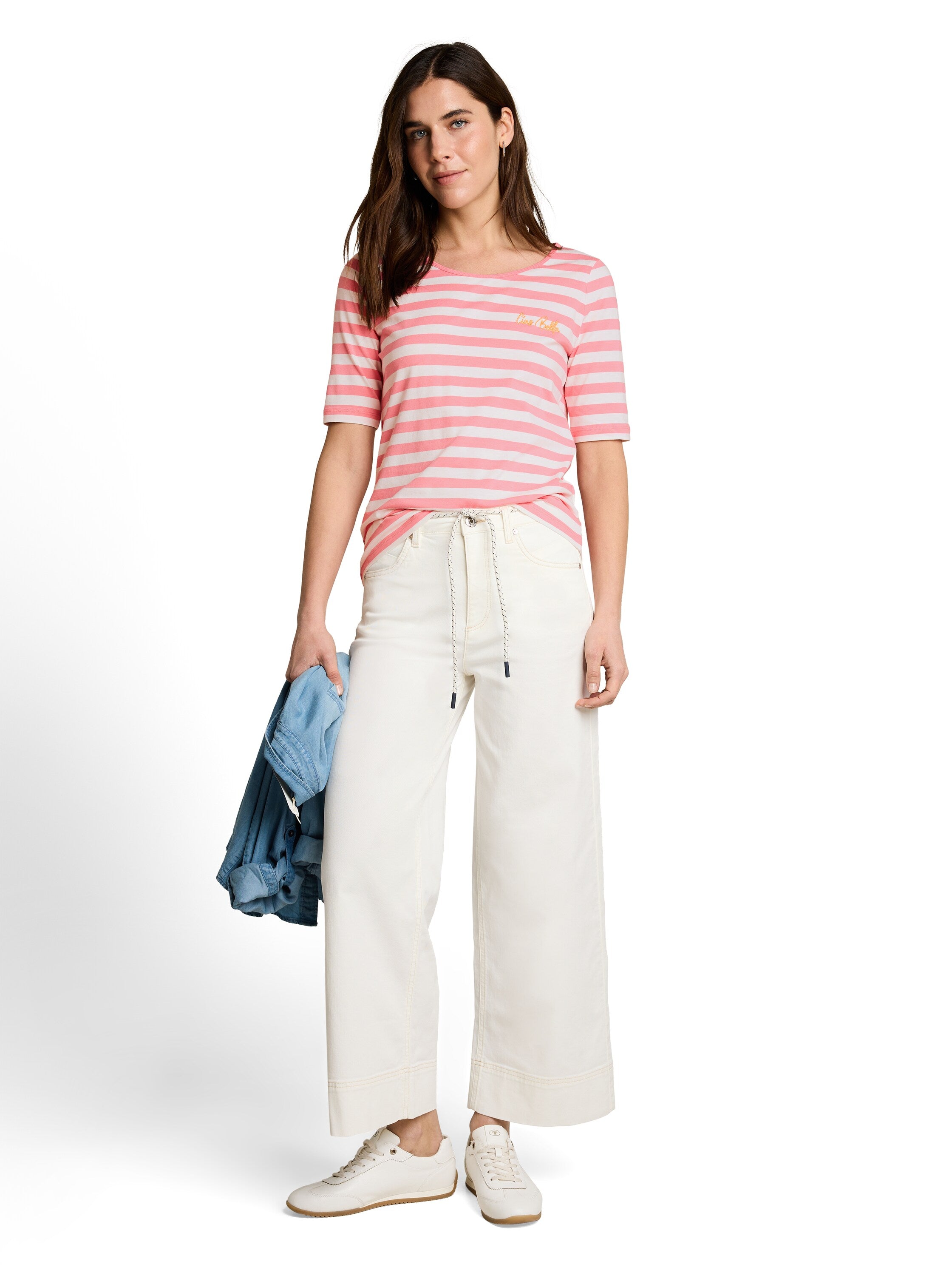 Tom Tailor Damen T-Shirts Pink White Stri