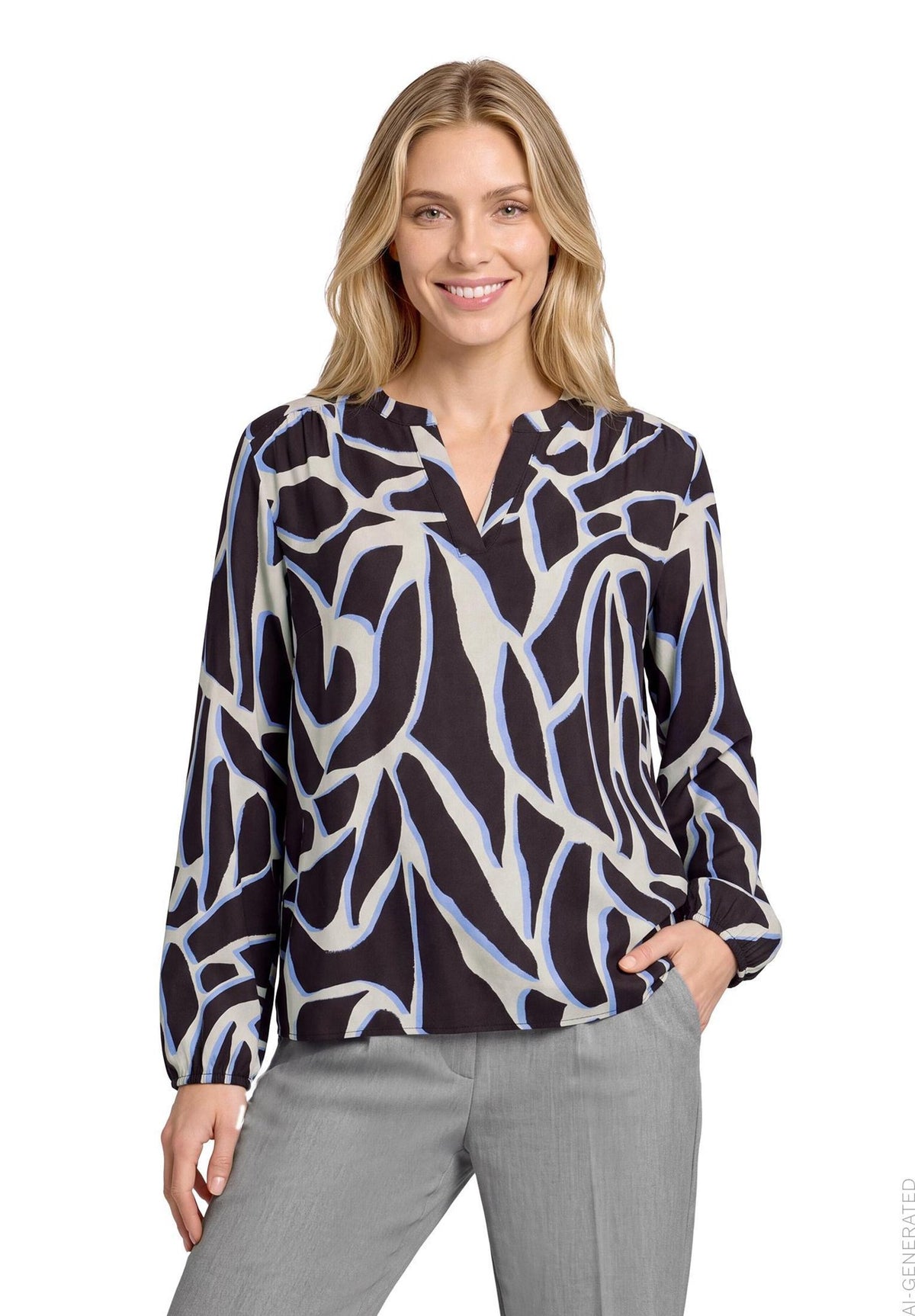 Betty & Co Damen Blusen kurz Grey/Cream