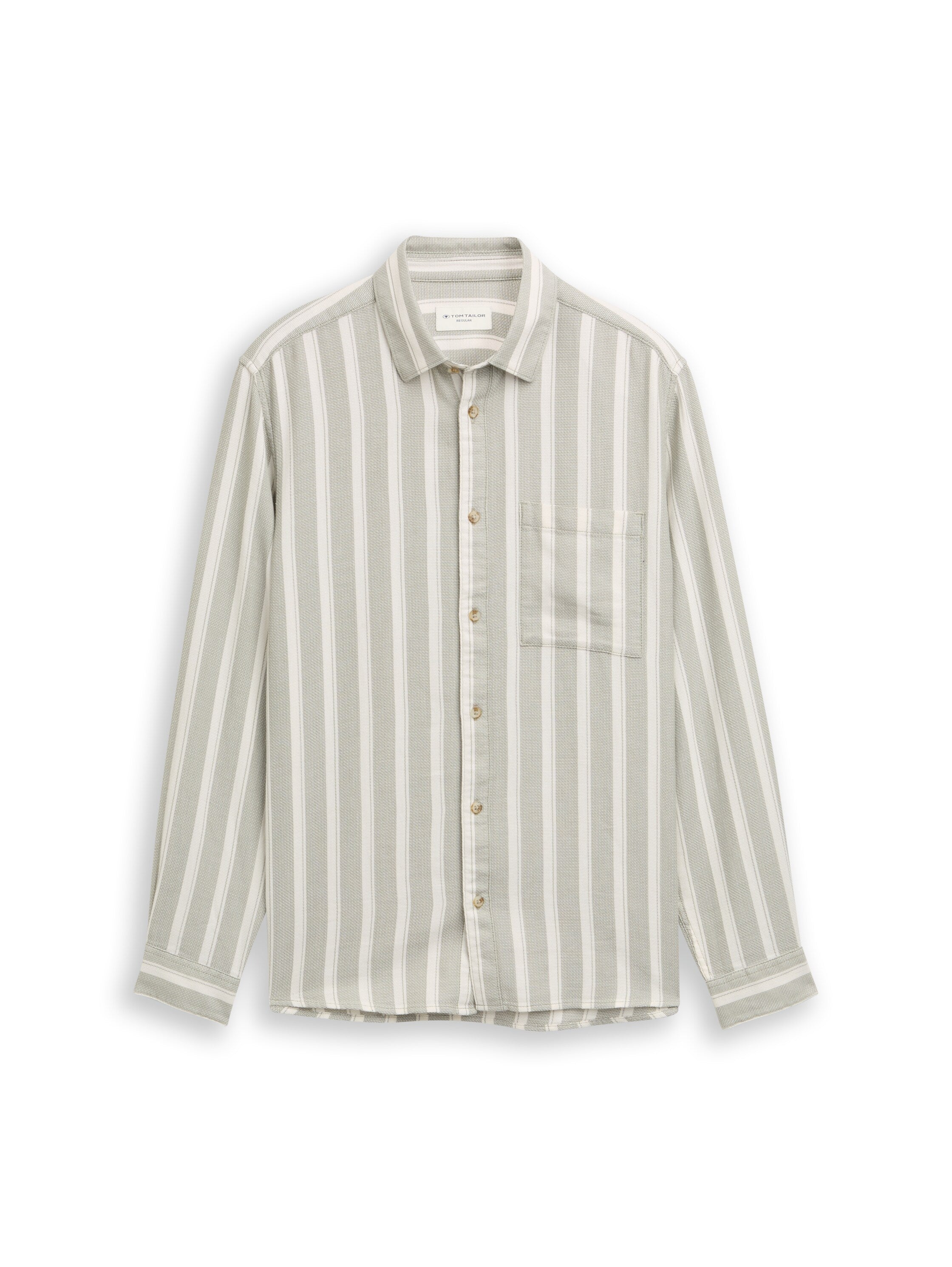 Tom Tailor Herren Hemden lang Gree White Big